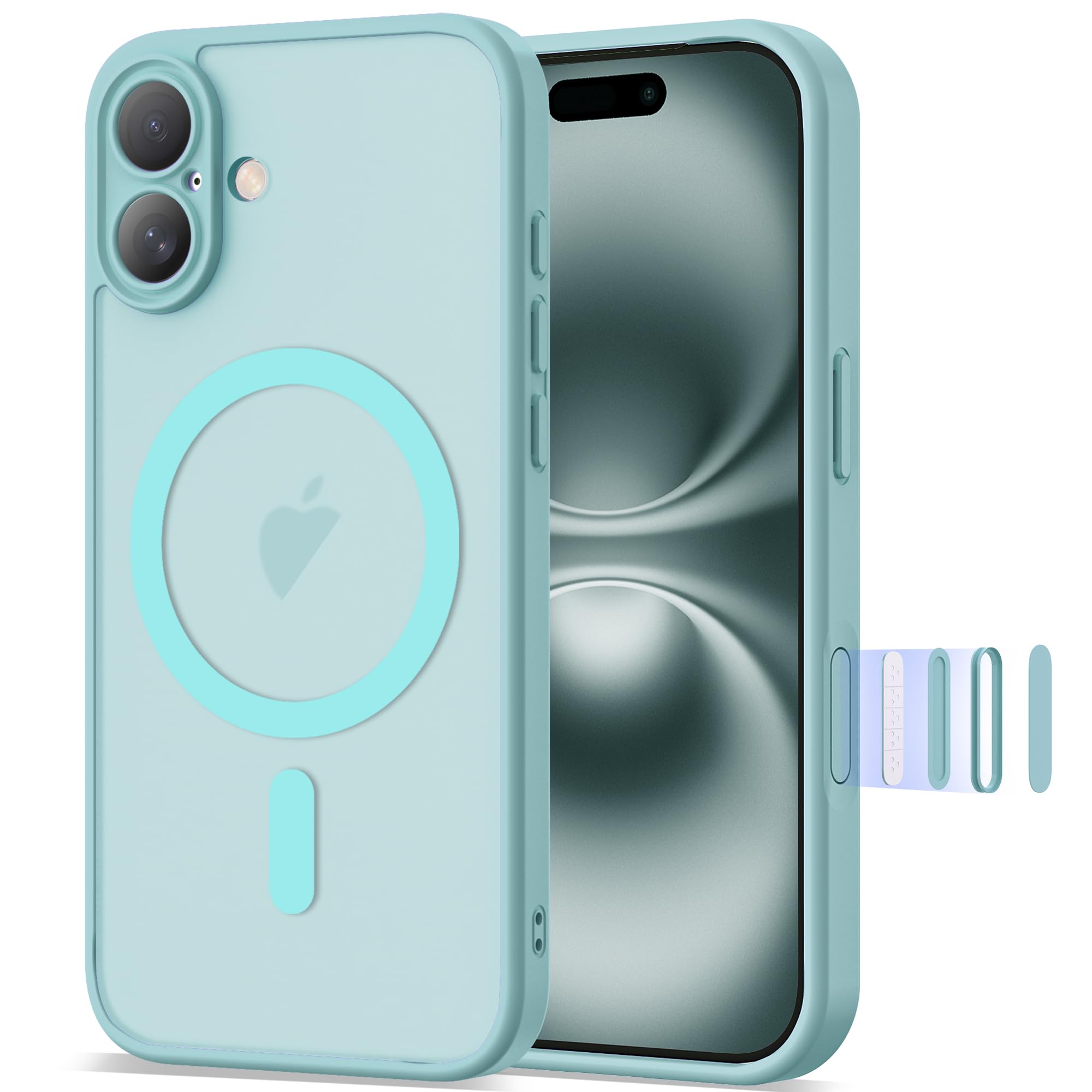 YEMORAN Compatible with iPhone 16 Plus Case 6.7 [Compatible with Mag-Safe][Camera Control Button] Magnetic Matte Translucent Pho