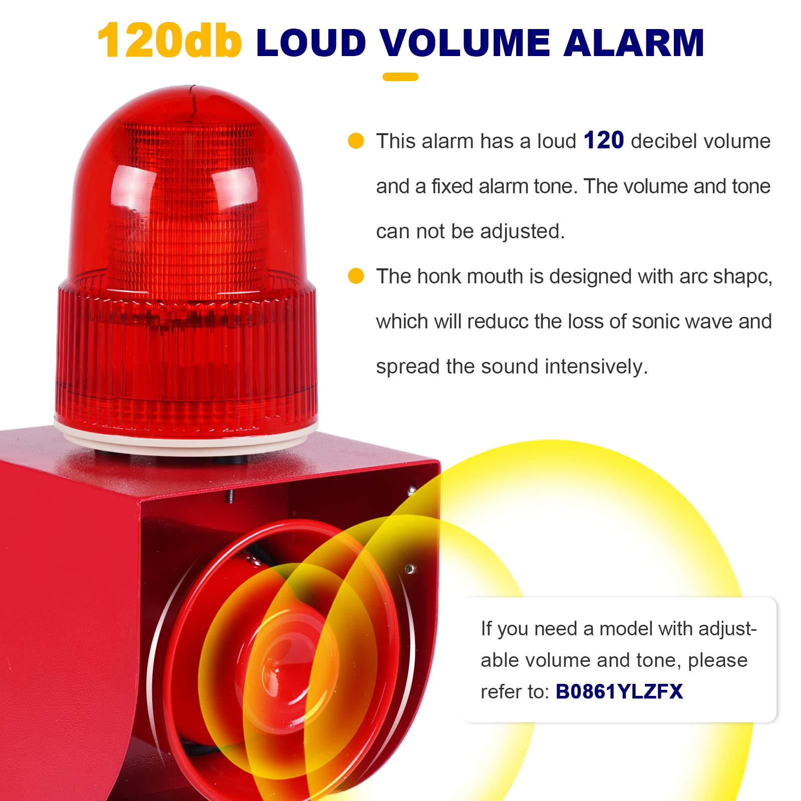 Saladulce Industrial Siren Alarm Horn Strobe Loud Flashing Alarm Siren Ac110V 120Db Outdoor Siren Safety Alarm Horn Indoor Warni