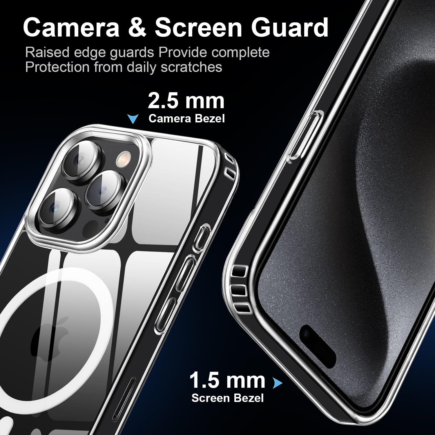 Yzoiko Strong Magnetic Clear For Iphone 15 Pro Max Case [10Ft Military Grade Protection] Compatible With Magsafe Shockproof Slim