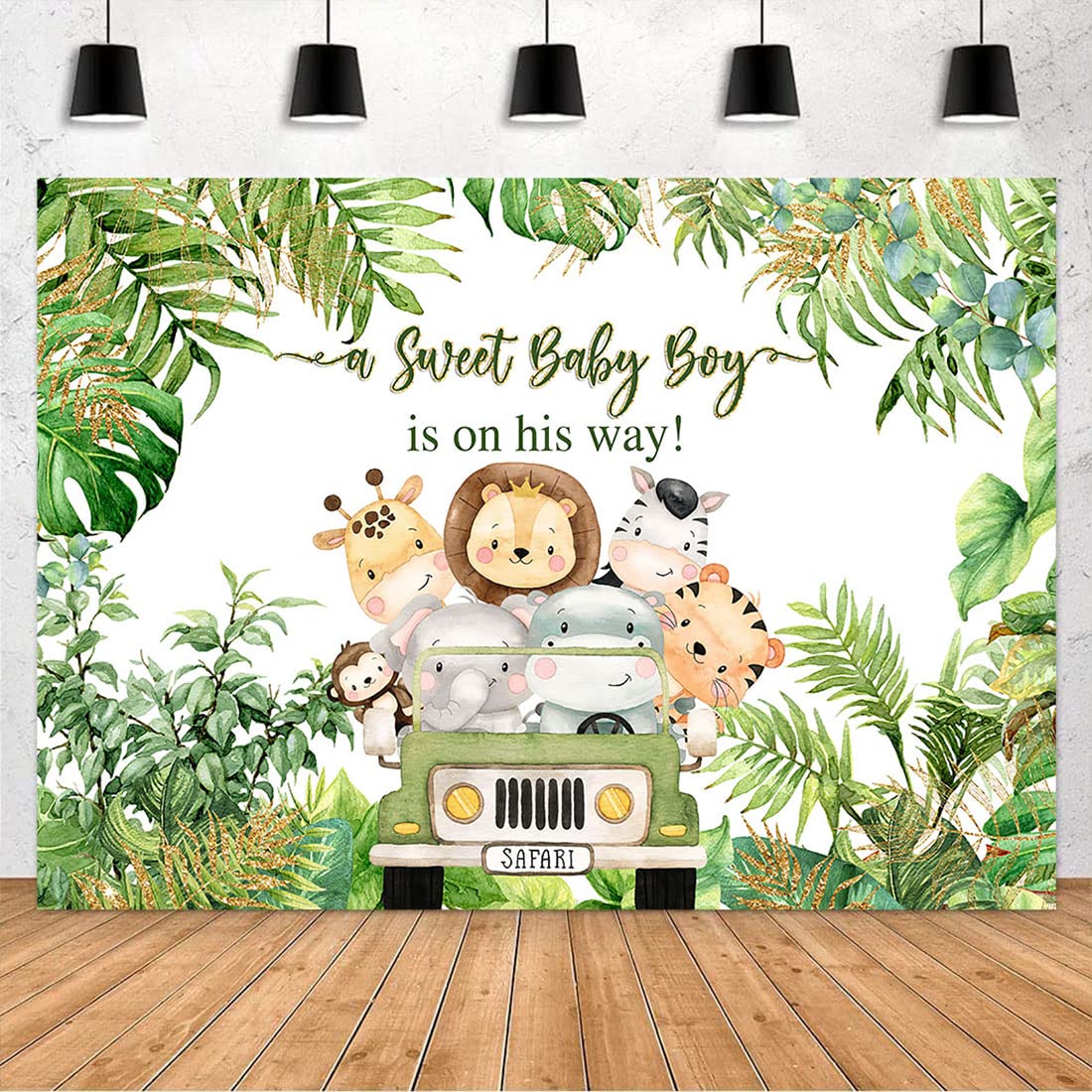 Avezano Safari Baby Shower Backdrop Decorations For Boy 8X6Ft Jungle Theme It'S A Boy Welcome Baby Party Background Green Leaves