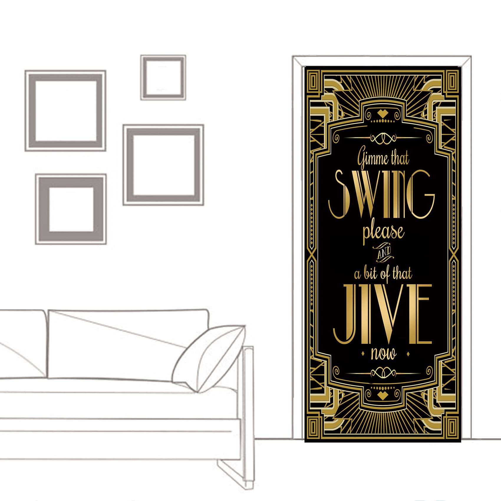 Musykrafties Roaring 20S Door Cover Gatsby Theme Gimme That Swing Please, And A Bit Of That Jive Now 72X30Inch