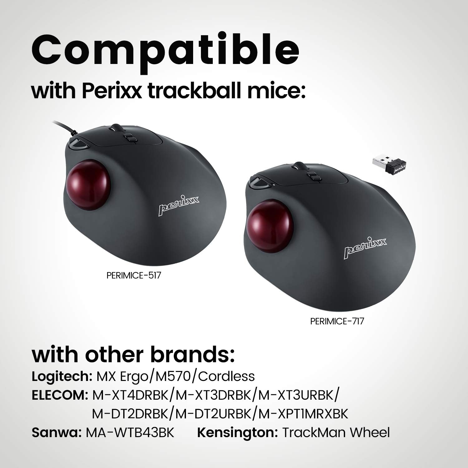 Perixx Peripro 303Mr Trackball, 1.34 Inch Replacement Ball For Perimice And M570, Matte Red