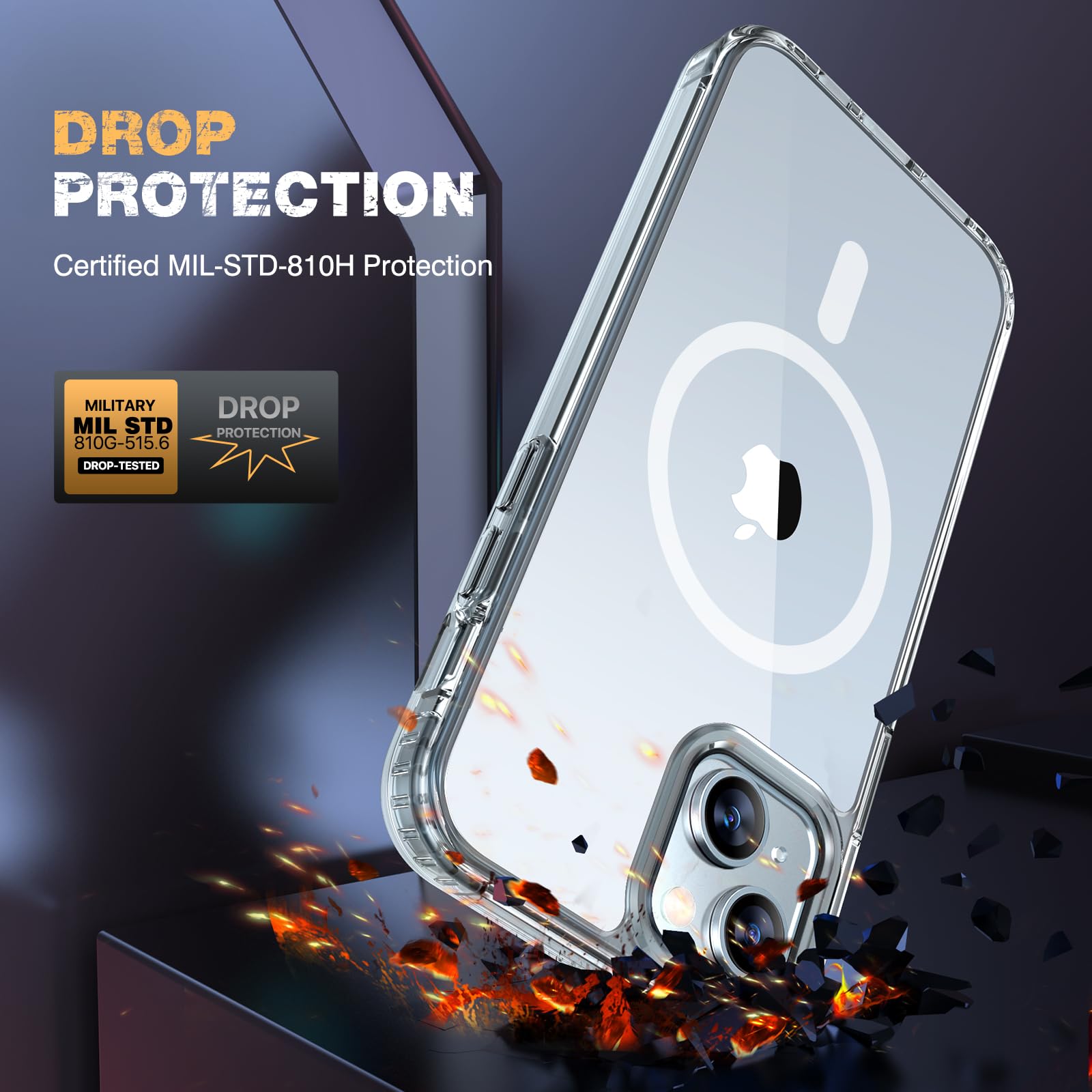 Diaclara Designed For Iphone 15 Case With Magnetic Ring, [With Privacy Screen Protector] [Anti Spy] [Military Grade Drop Protect