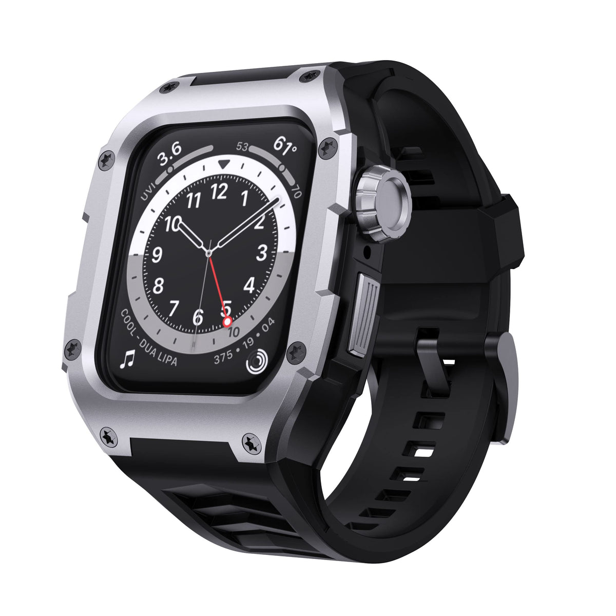 Gelishi Band Compatible With Apple Watch Band 44Mm Series 6, Stainless Metal Cover Men Rugged Bands Heavy Duty Protective Case W