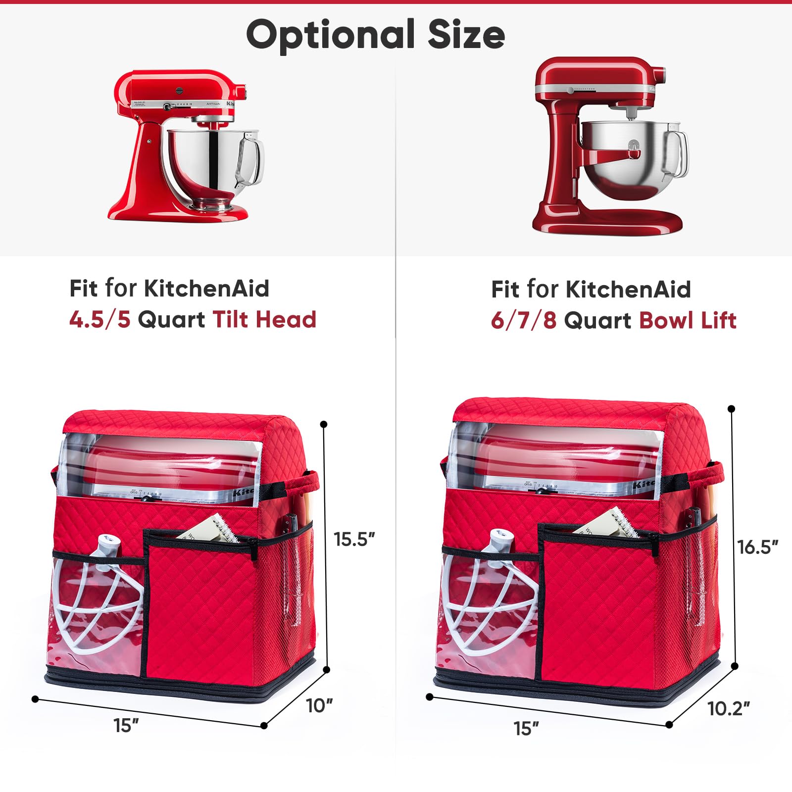 Bagsprite Stand Mixer Cover With Detachable Appliance Sliders Base Compatible With Kitchenaid Mixer Storage Bag For 6/7/8 Quart