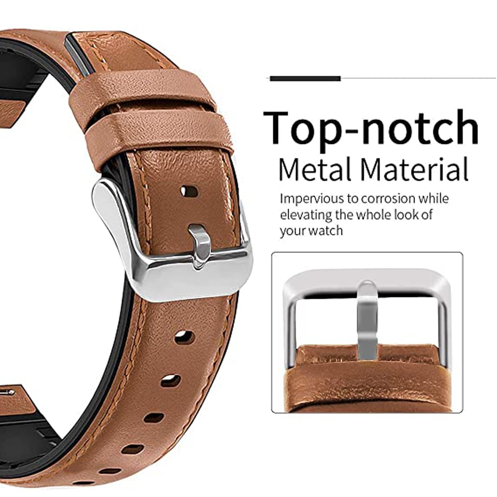 Compatible With Amaztim C20 Bands, Lamshaw Leather Silicone Breathable Replacement Smartwatch Strap Wristband Compatible For Kos