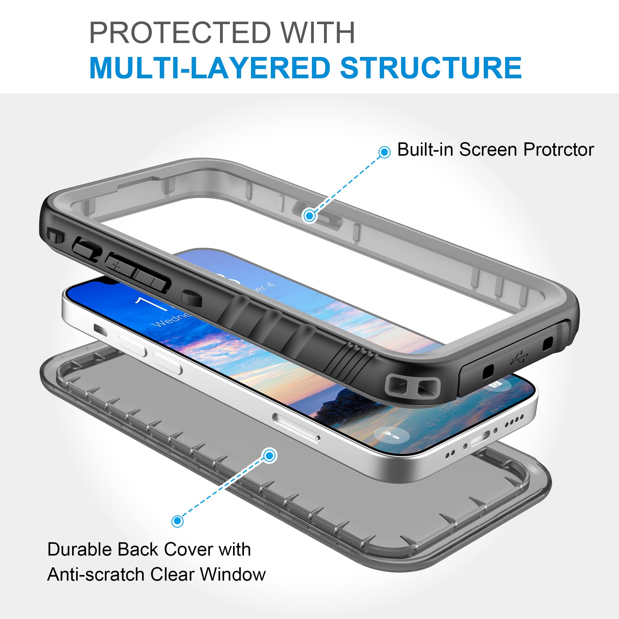 Sportlink For Iphone 13 Mini Waterproof Case   Full Body Shockproof Dustproof Phone Screen Protector Rugged Waterproof Case For