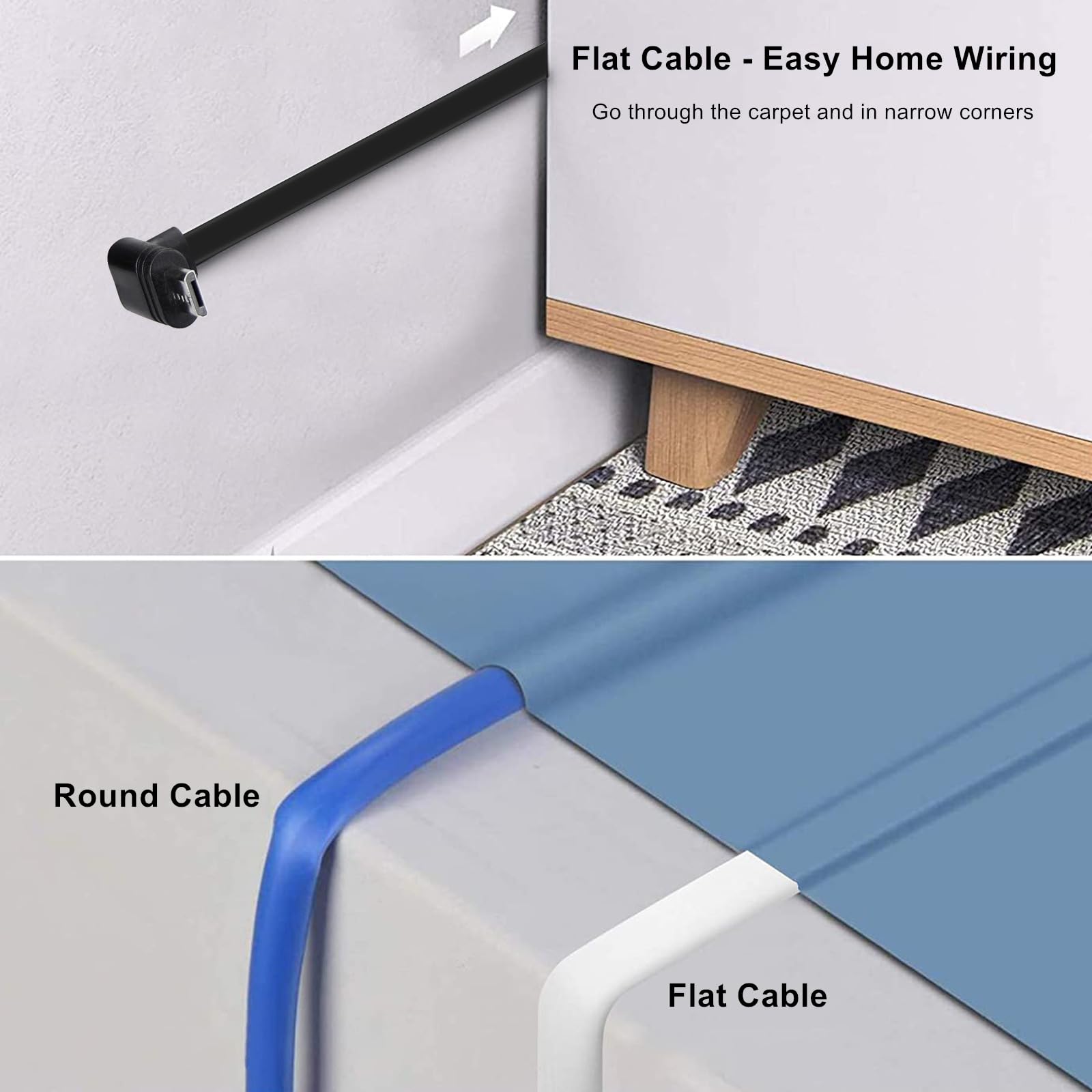 Weishan 50Ft Power Cord Compatible With Wyze Cam Pan V3 Security Camera   15M Long Flat Usb To Micro Usb L Shaped 90 Degree Char