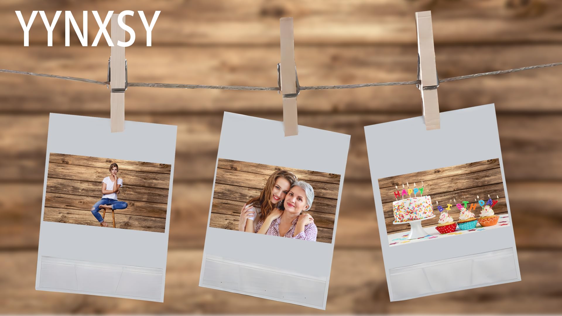 Yynxsy Rustic Wood Wall Backdrop Natural Brown Wooden Board Photography Background Baby Shower Birthday Party Cake Table Decorat