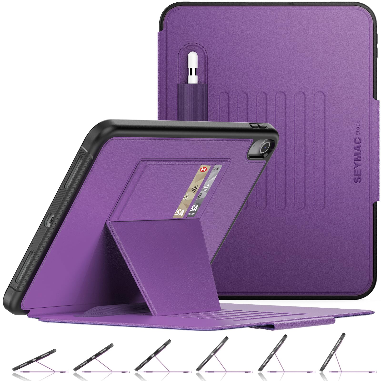 Seymac Stock Case For Ipad 10Th Generation 10.9'', Strong Magnetic Auto Sleep Shockproof Case With Absorbing Multi Angles Stand,