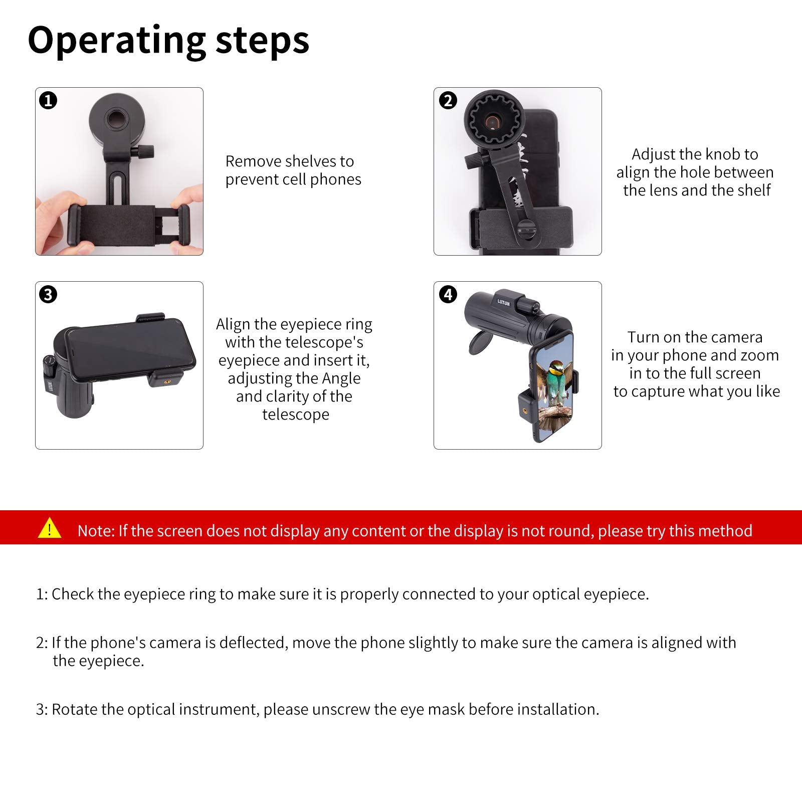 Luxun Universal Cell Phone Photography Adapter Smart Phone Adapter Mount Quick Smartphone Adapter Holder Clip Bracket For Binocu