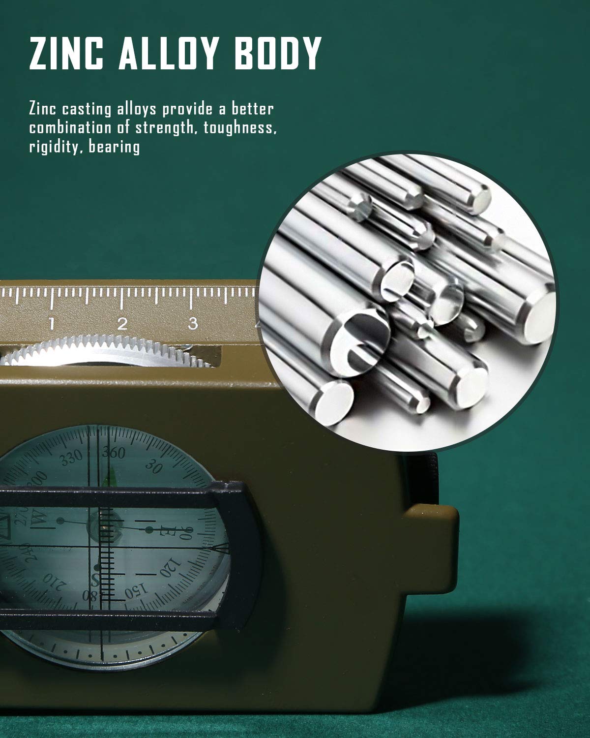 Eyeskey Tactical Survival Compass With Lanyard & Pouch | Waterproof & Impact Resistant | Lensatic Sighting Compass For Hiking (G