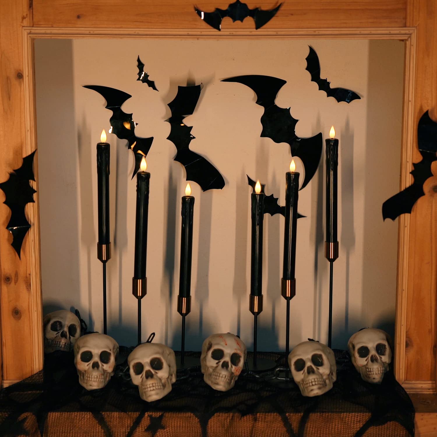 Homemory Black Flameless Taper Candles With Remote And Timer, Real Wax Led Taper Candles Battery Operated, Flickering Candle Sti