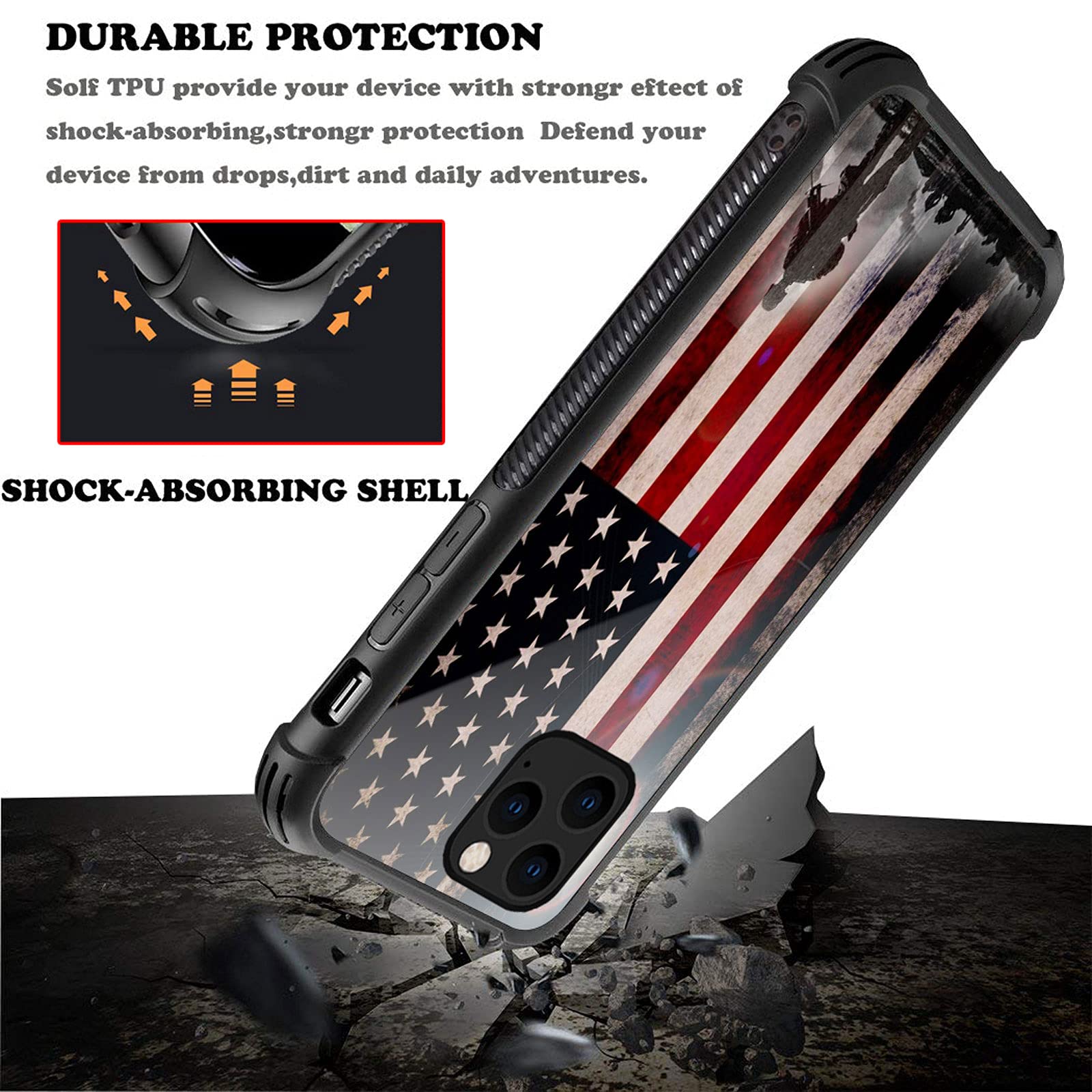CARLOCA iPhone 13 Pro Max Shockproof Anti-Scratch Phone Case Polycarbonate Us Sunshine Soldiers Patriotic Graphic