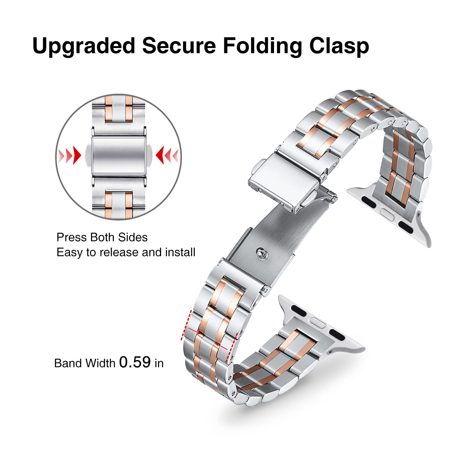 Stiroll Thin Replacement Band Compatible For Apple Watch 38Mm 40Mm 41Mm 42Mm(Series 10), Stainless Steel Metal Wristband Women M