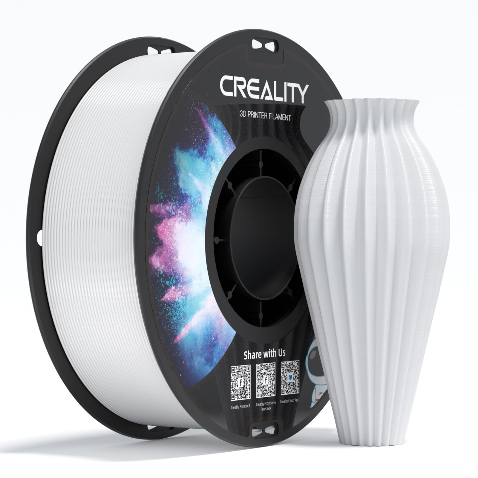Creality PETG 3D Printer Filament 1.75mm, Excellent Toughness High Precision, Odorless Non-Toxic Moistureproof, 1kg(2.2lbs) Glos