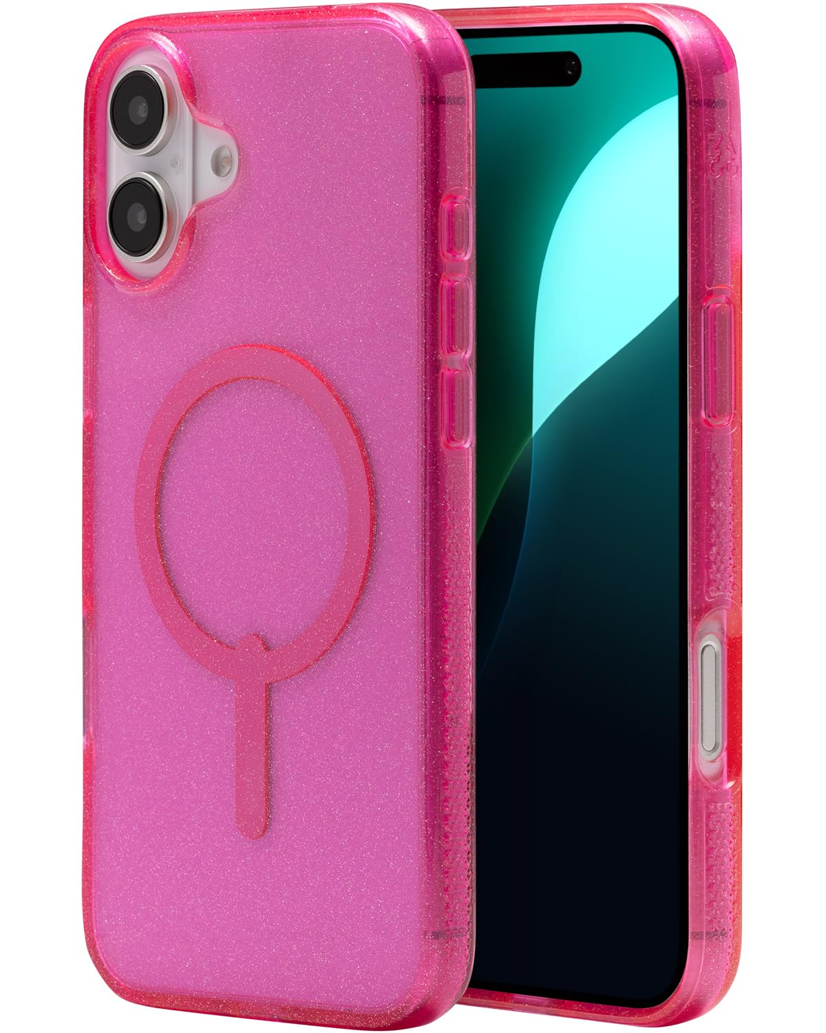ZAGG Milan Snap Case for iPhone 16 Plus - Pink Glitter, MagSafe Compatible, 13ft Drop Protection, Recycled Materials, Slim & Sty