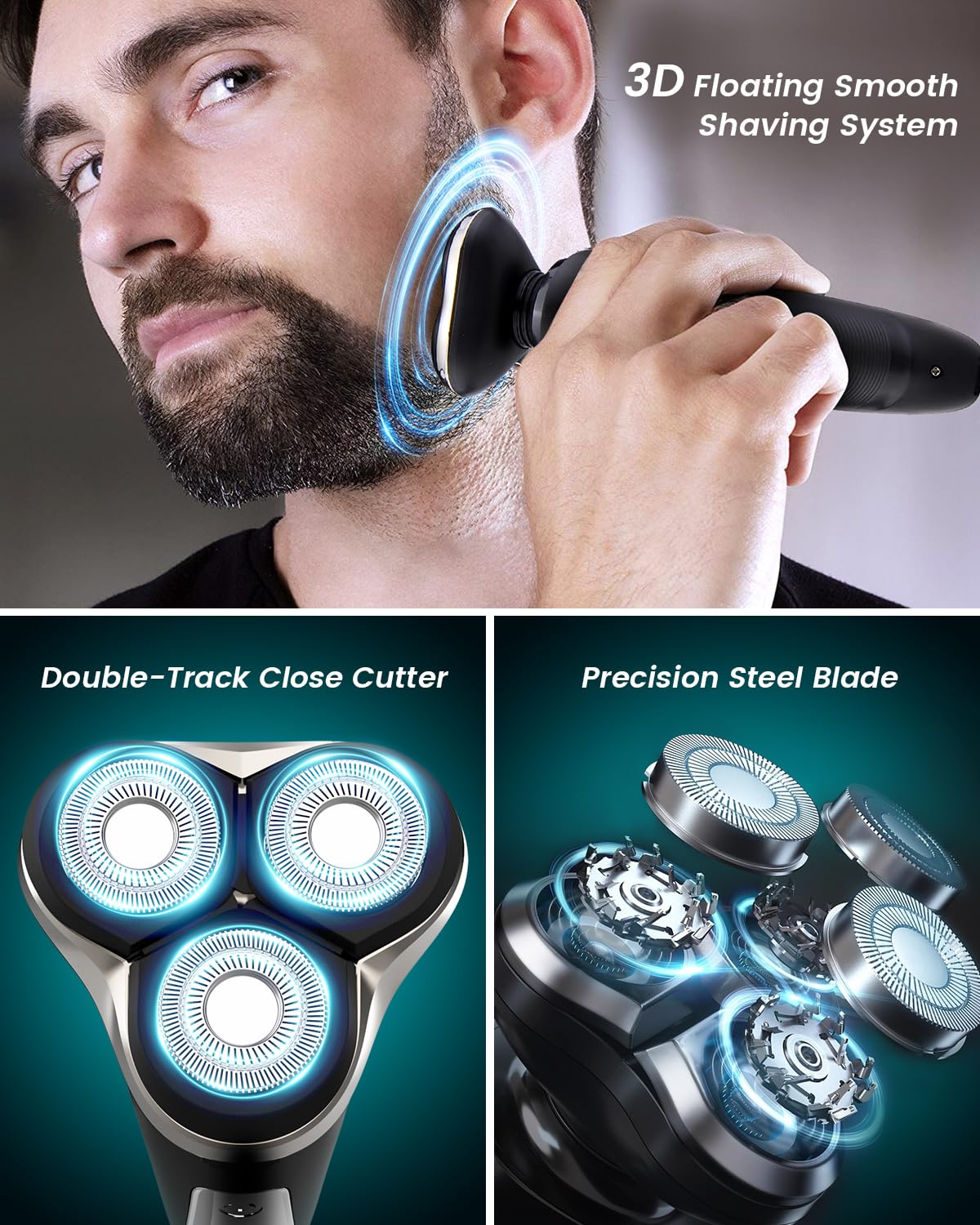 Electric Shaver For Men, Electric Razor For Men, Rechargeable Waterproof Wet Dry Cordless Razor