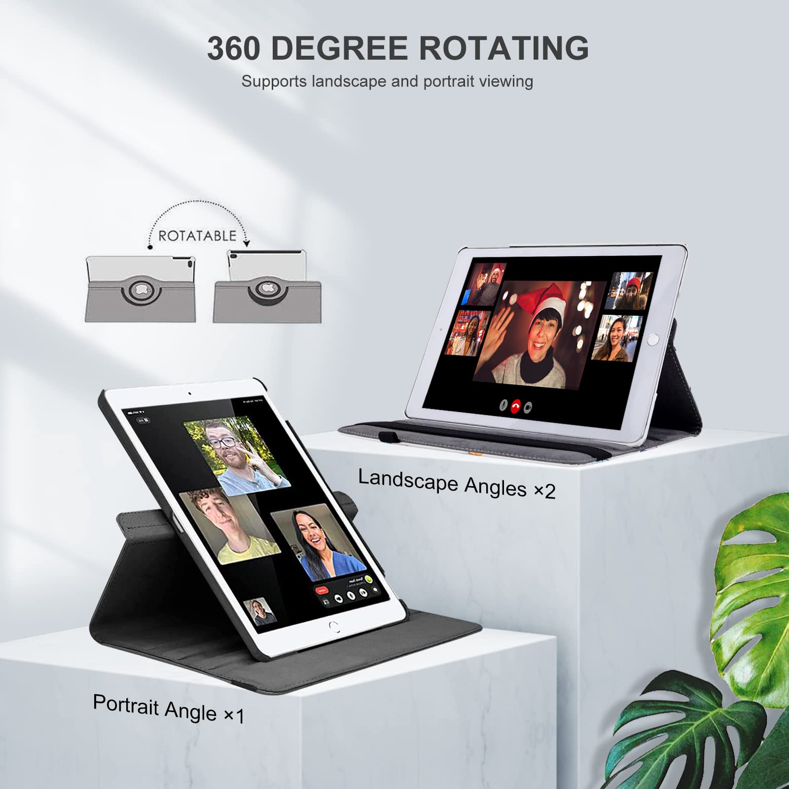 Hsxfl Rotating Case For Ipad 9Th/8Th/7Th Generation   360 Degree Protective Ipad Covers 10.2 Inch With Auto Sleep/Wake Function,