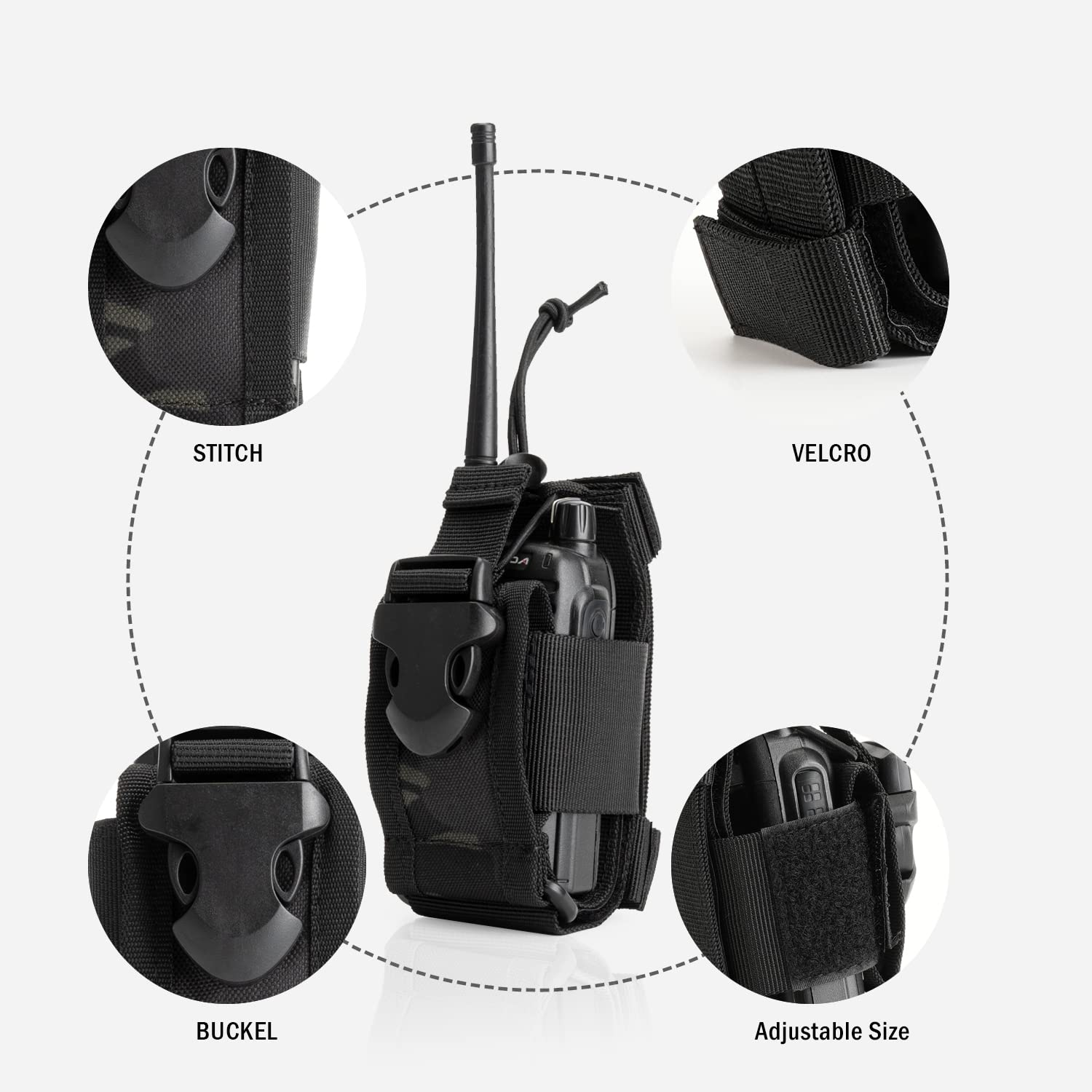 Viperade Radio Holster, Molle Radio Pouch For Vest, Universal Walkie Talkie Holster Radio Holder For Duty Belt, Police Radio Holder Tactical Radio Pouch For Baofeng, Motorola Black Camo