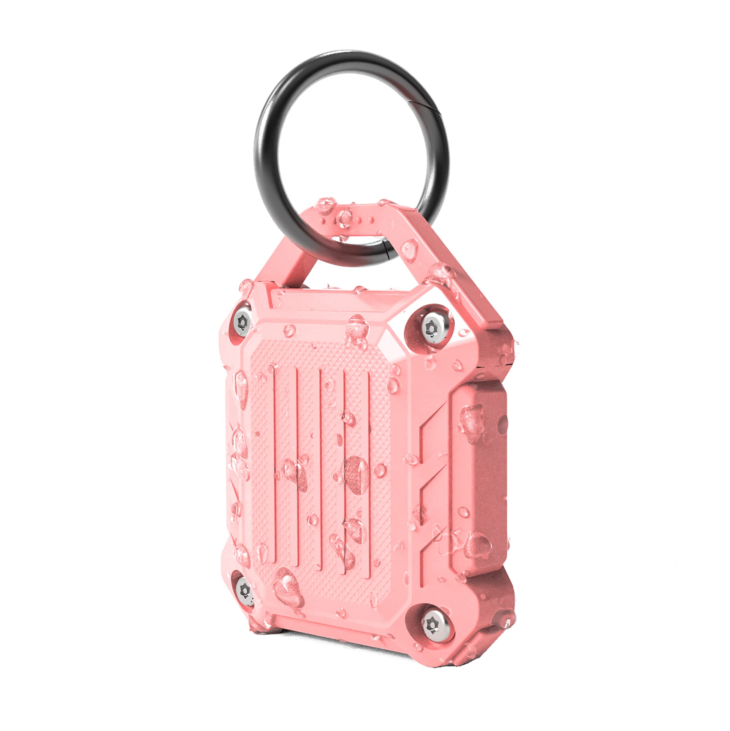 Dovick- Waterproof Airtag Keychain Holder Case,Screw Full Cover Compatible with Apple Air Tag Tracker Key Ring (Pink 1Pack)