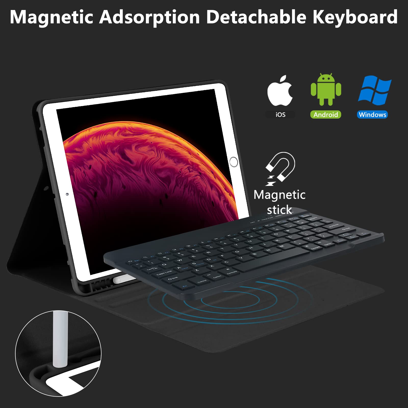 Keyboard Case For Ipad 10.2'' 9Th 8Th 7Th Generation, With Detachable Bluetooth Keyboard And Pencil Holder, For Ipad 10.2 Inch/I