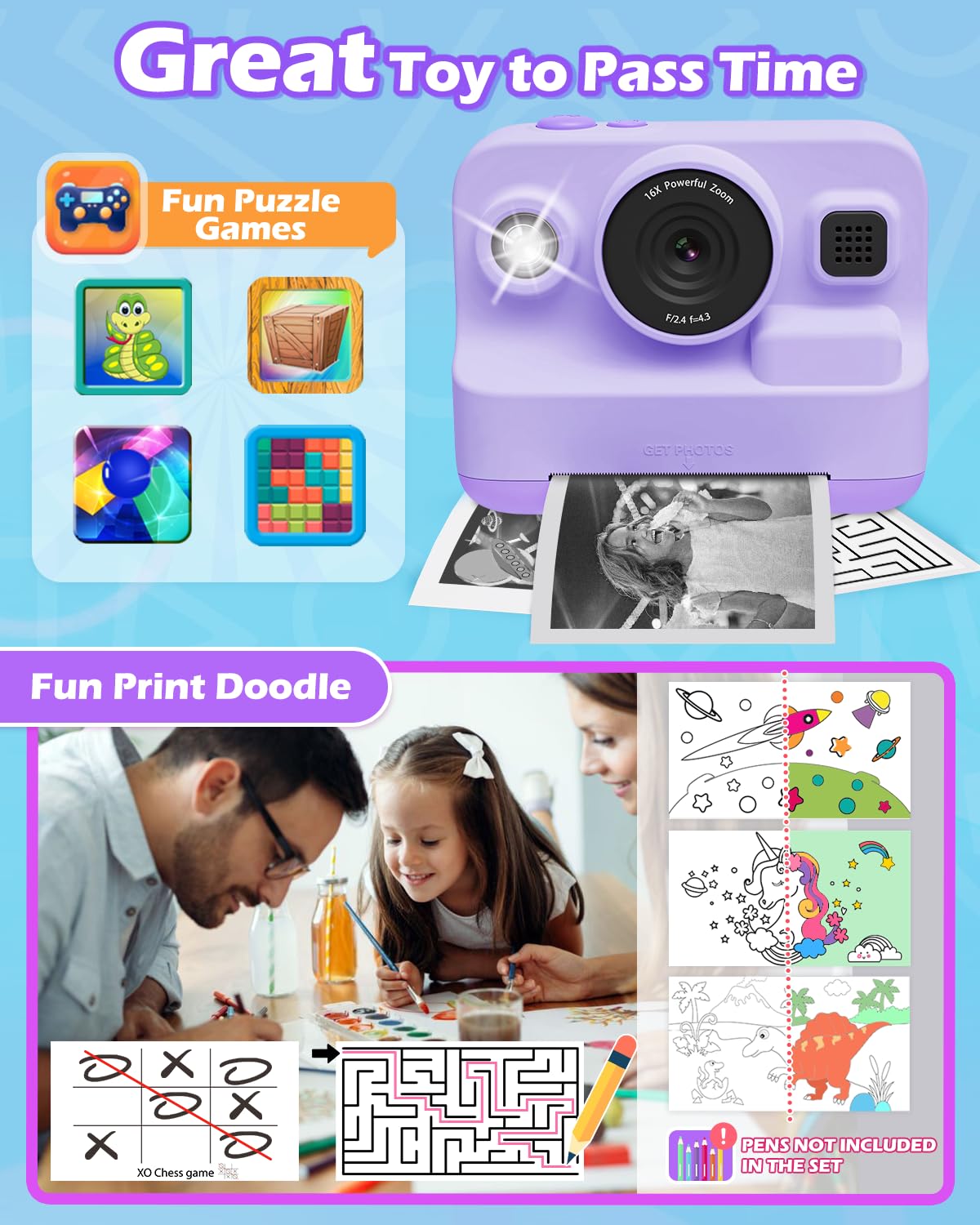 Anchioo Kids Digital Camera With 1080P Video, Ips Screen, 32Gb Sd Card   Christmas Gift, Age 3 12