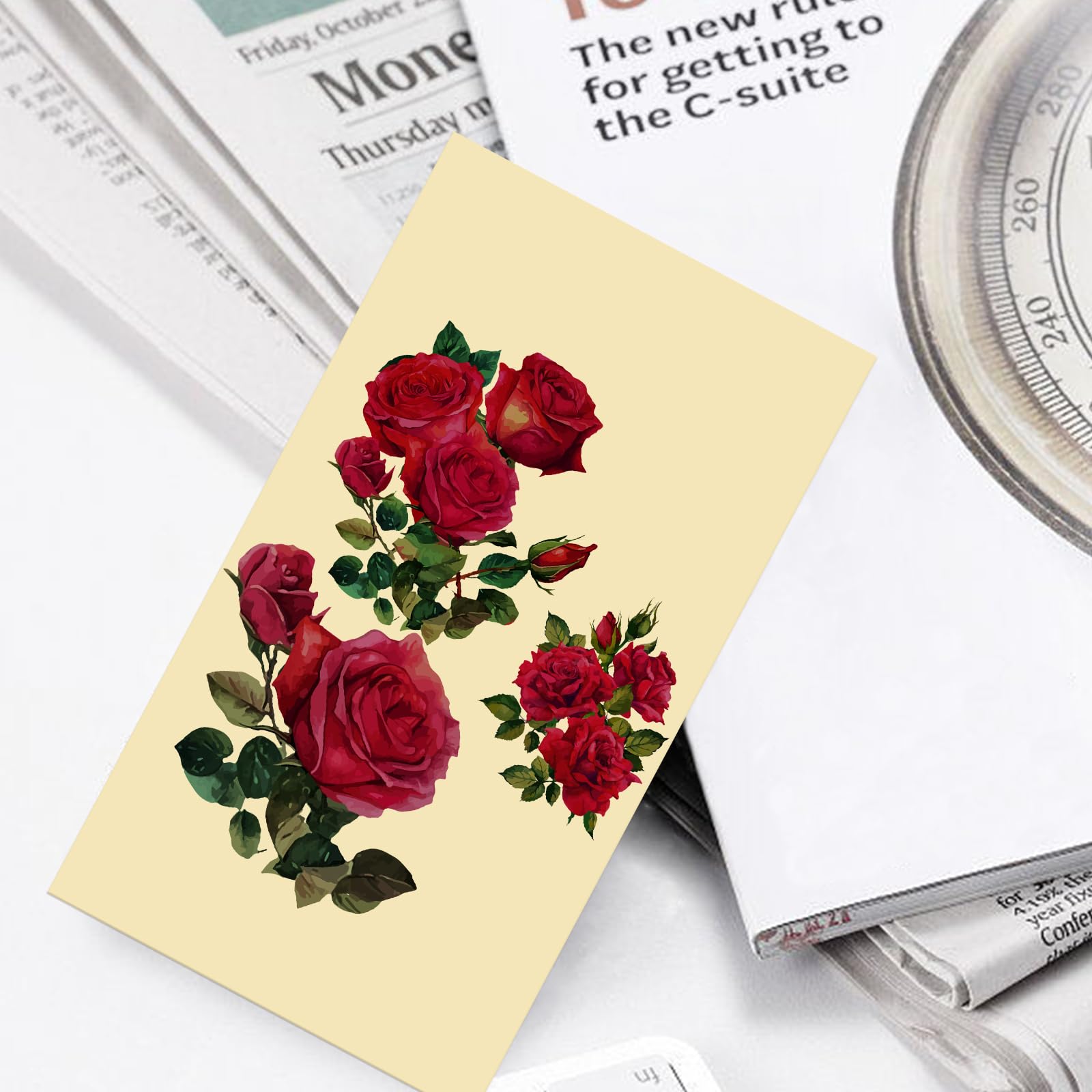 PLIGREAT Red Rose Guitar Headstock Guard Stickers - PVC Decals for Guitar & Bass, Model JT-PL0001-10-US32, DIY Gifts & Decoration