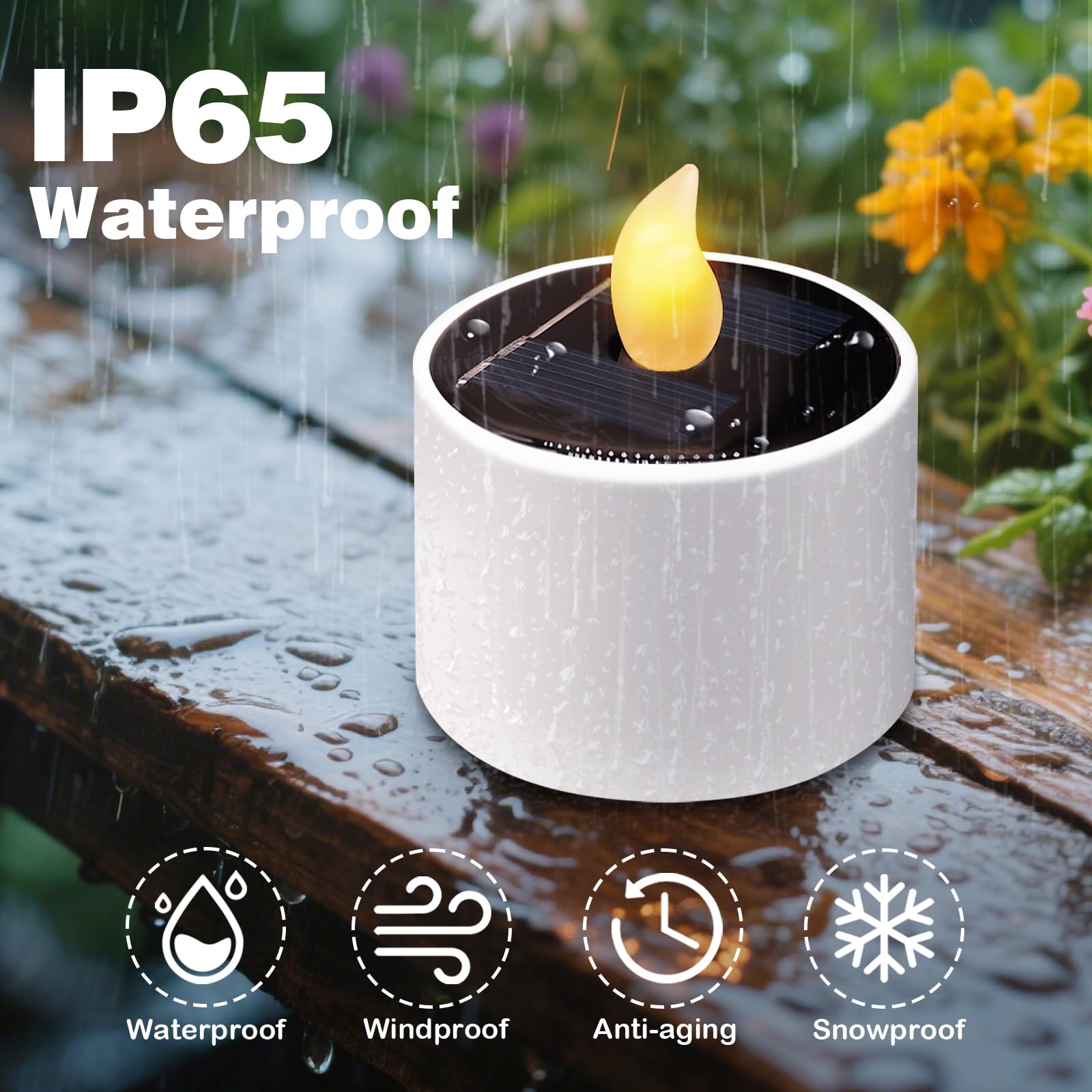Solar Tea Lights Outdoor - 8 Pack Waterproof Rechargeable Dusk To Dawn Outdoor Lighting Flameless Flicker Reusable Led Solar Can