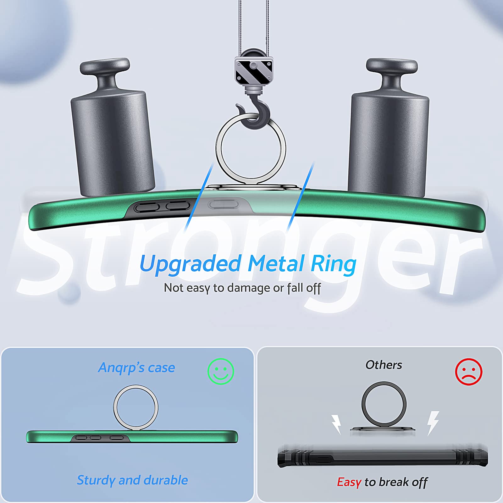 Anqrp Hidden Series Galaxy S22 Plus Case 5G,[Heat Dissipation][No Fall Off Kickstand] 360Metal Ring, Military Grade Shockproof P