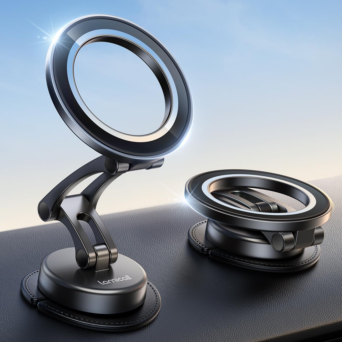 Lamicall For Magsafe Car Mount [All-Metal] Magnetic Phone Holder For Your Car, [Flexible Three-Axis] Cell Phone Car Mount Dashbo