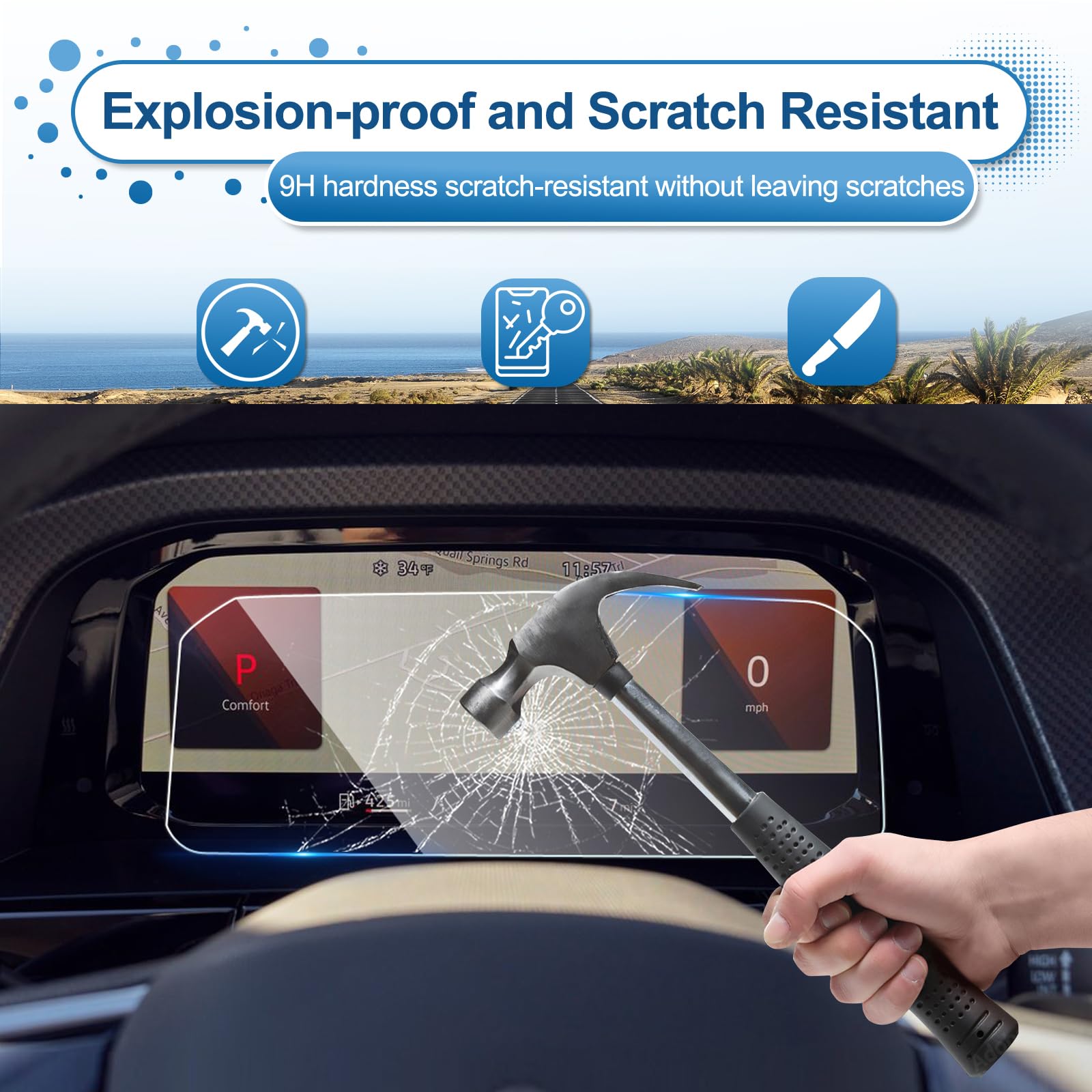 Coleya 2024 Atlas Dashboard Screen Protector For Vw Atlas (Se/Sel/Se With Technology/Sel Premium R Line) 10.2 Inch Touch Screen,