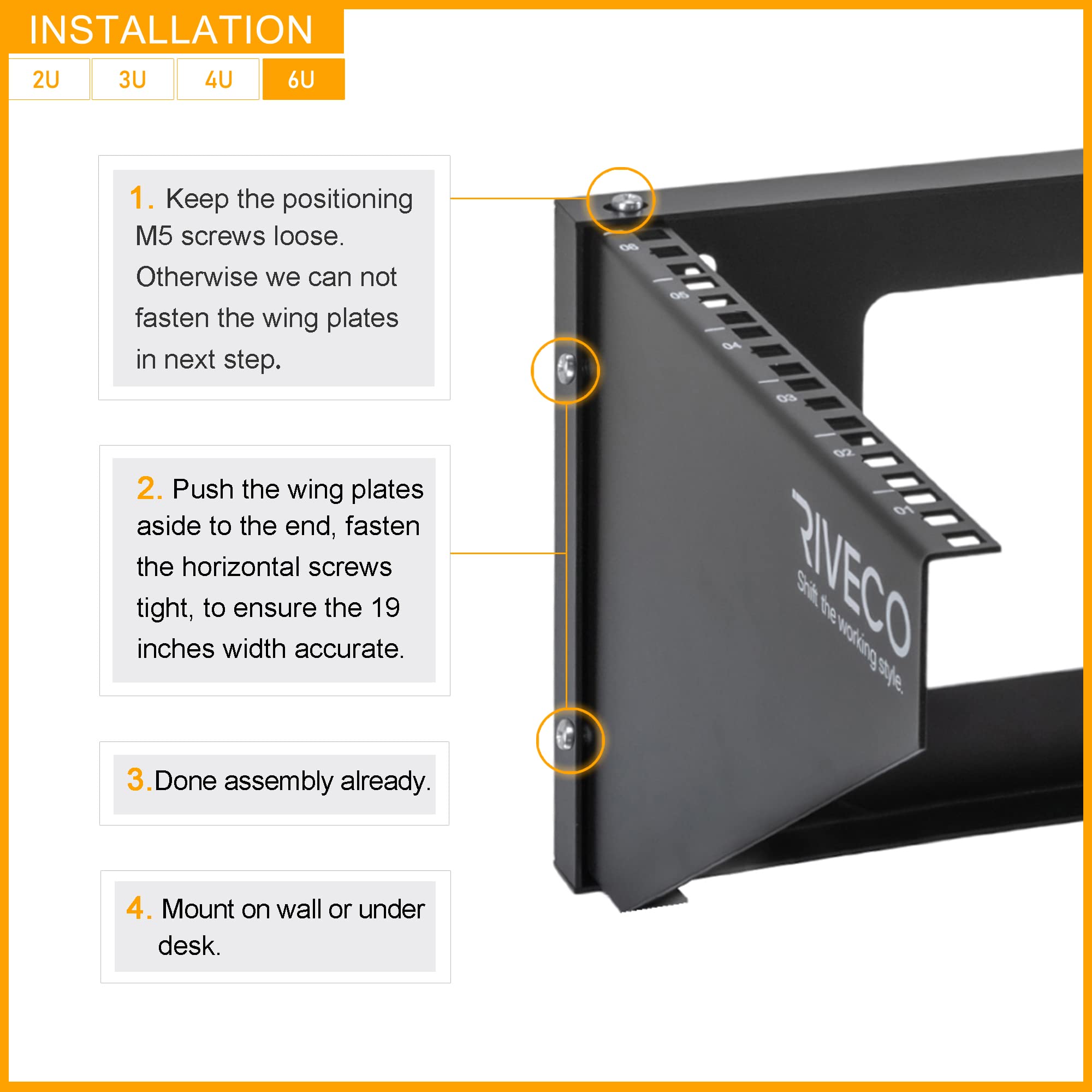 Riveco 6U Wall Mount Rack For Network| Reinforced Heavy Load 66 99 Lbs Small Server Racks Vertical & Horizontal Mounting For 19