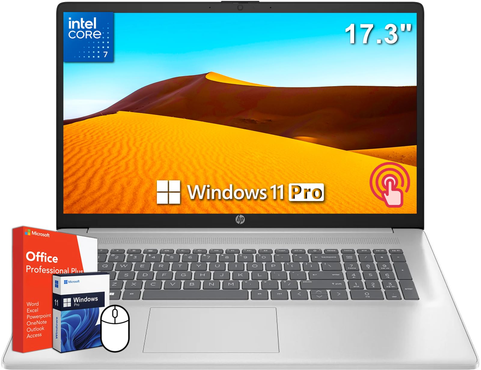 HP 17 inch Laptop, 17.3 HD+ Touchscreen Display, Core 7-150U Processor, 32 GB DDR4 RAM, 2 TB SSD, Intel Graphics, Backlit Keyboa