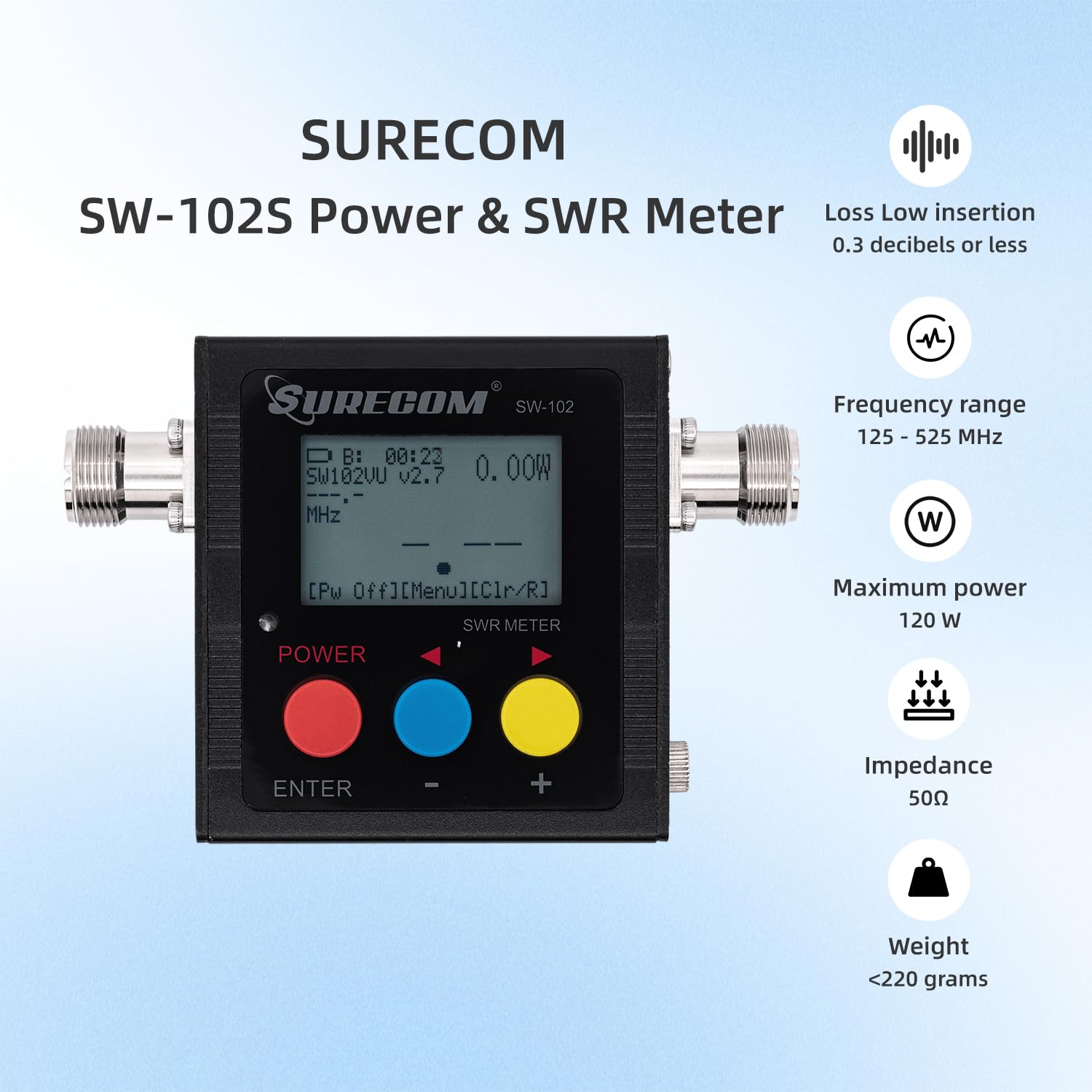 Surecom Gam3Gear Sw 102S So239 Connector Digital Vhf Uhf 125 525Mhz Power & Swr Meter