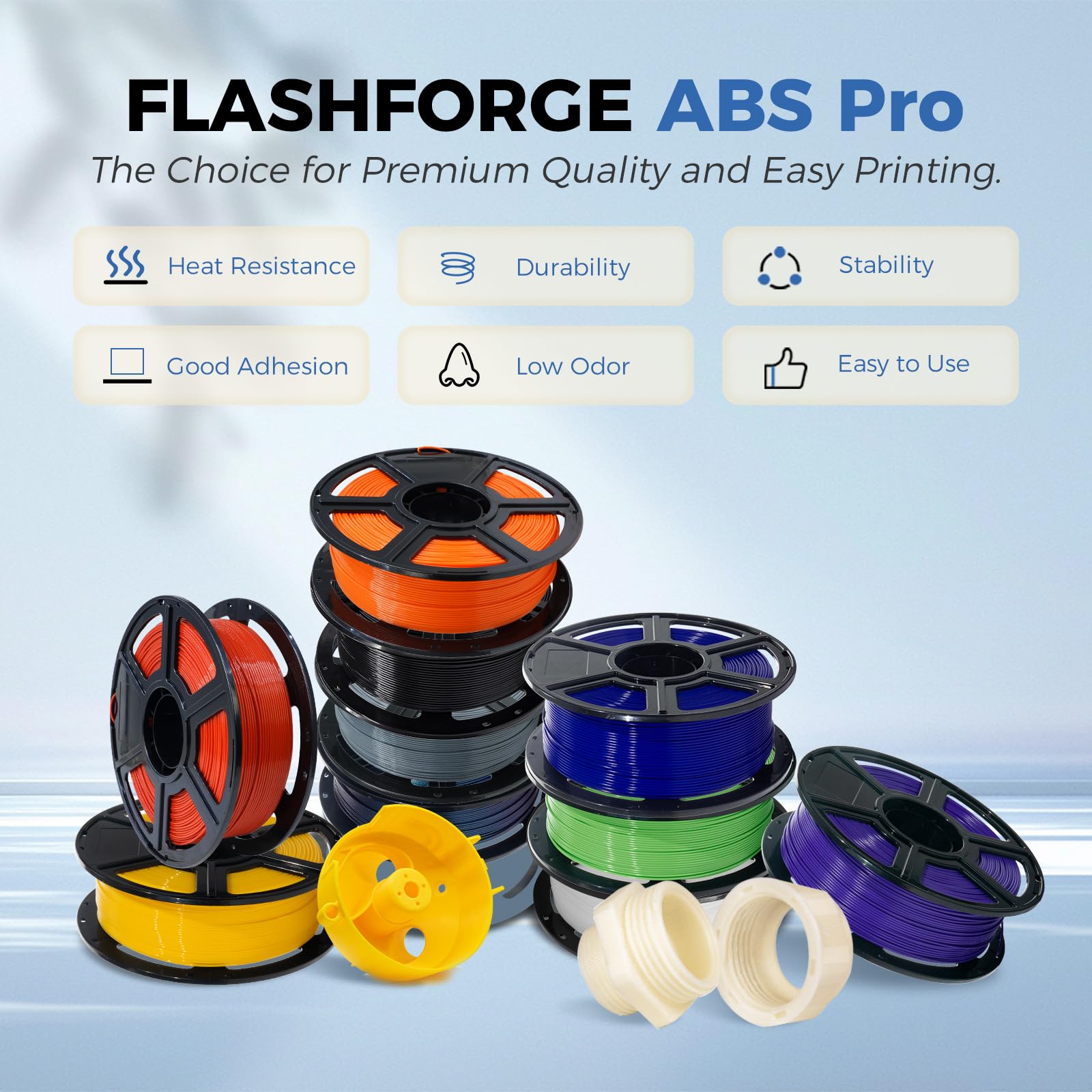 Flashforge Abs Pro 1.75Mm, 3D Printer Filament 1Kg (2.2Lbs) Spool Dimensional Accuracy +/  0.02Mm, Great For Printing Heat Resis