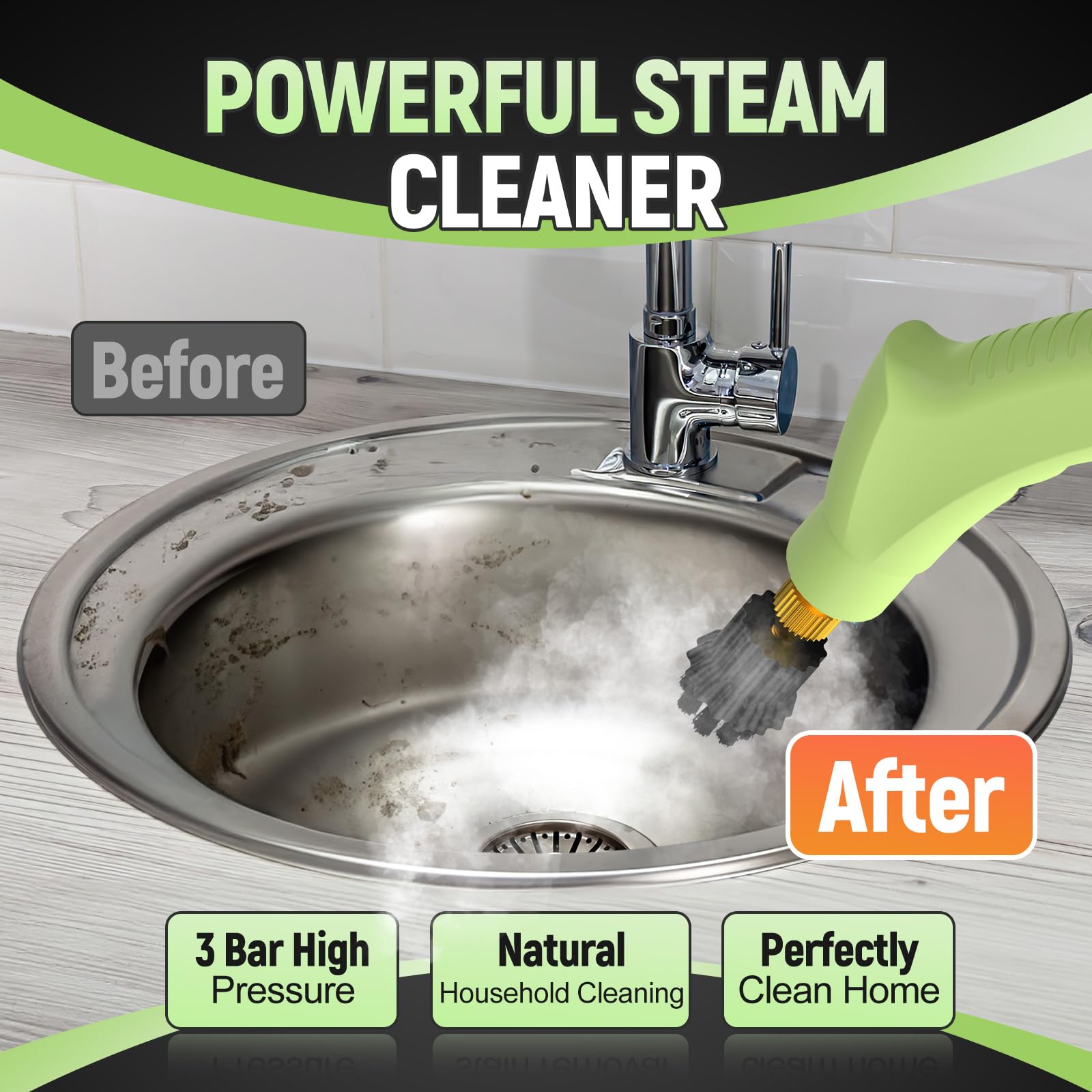 2500W Portable Handheld Steam Cleaner, Large Capacity 10S Fast Heating Steamer For Cleaning With 9 Pieces Accessories, Heavy Dut