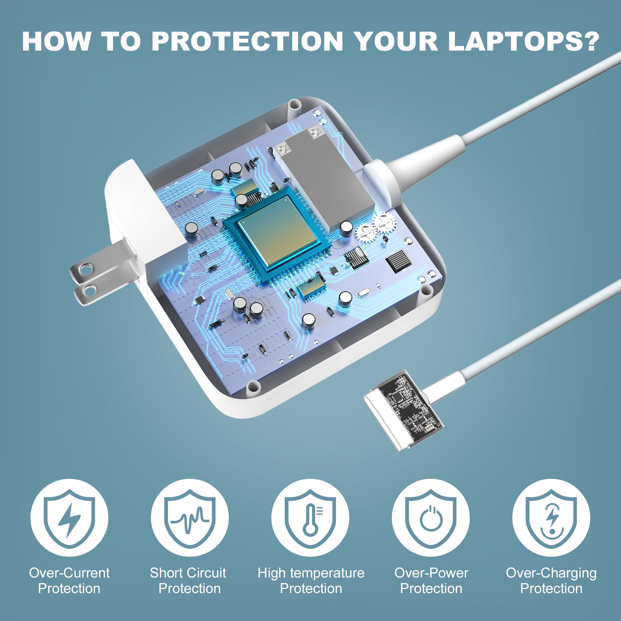 Mac Book Pro 2015 Charger 85W Ac Fast 2T Tip Connector Power Adapter Compatible With A1466 A1278 Mac Book Pro Air 17/15/13 Inch