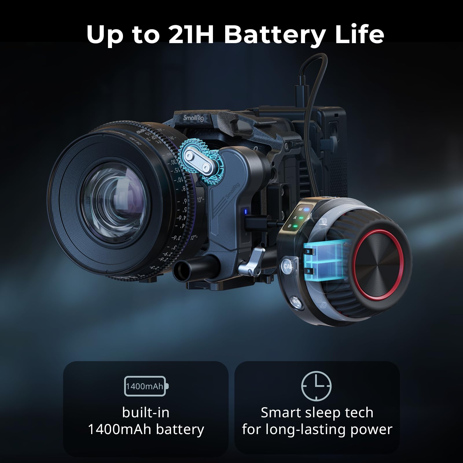 Smallrig Wireless Follow Focus Kit (Lite) With Handwheel Controller & Receiver Motor, A/B Stops & 15Mm Rod Clamp, Compact Design