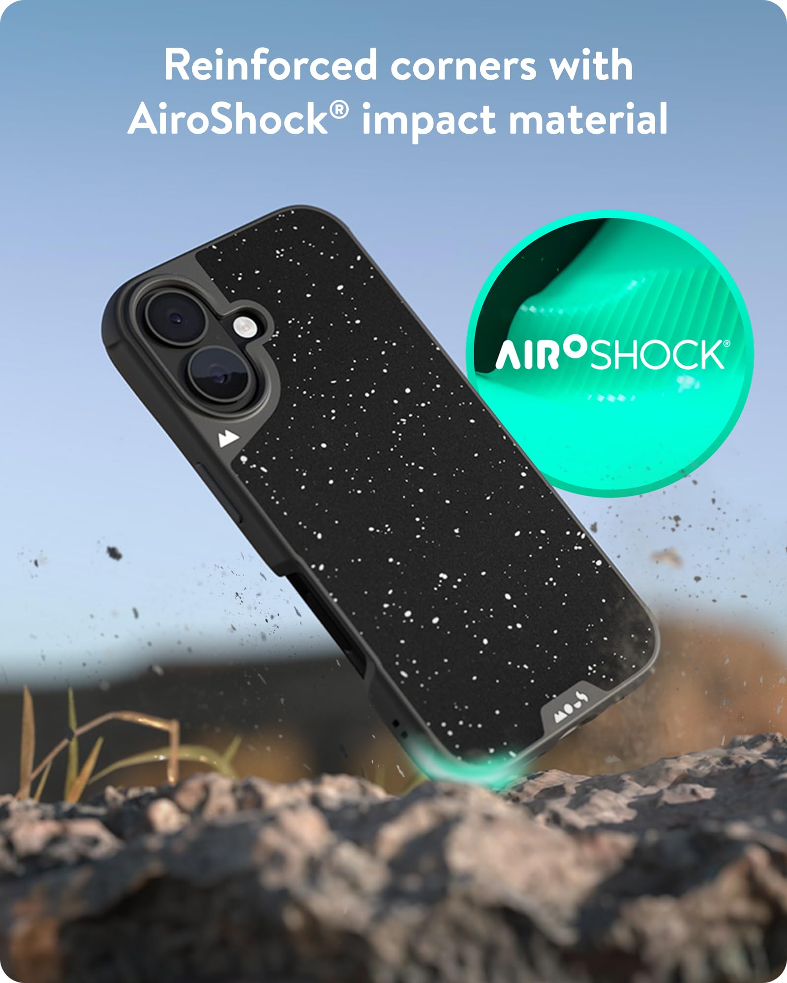 Mous For Iphone 16 Plus Case Magsafe Compatible   Limitless 6.0   Speckled Black Fabric   Protective Shockproof Phone Cover