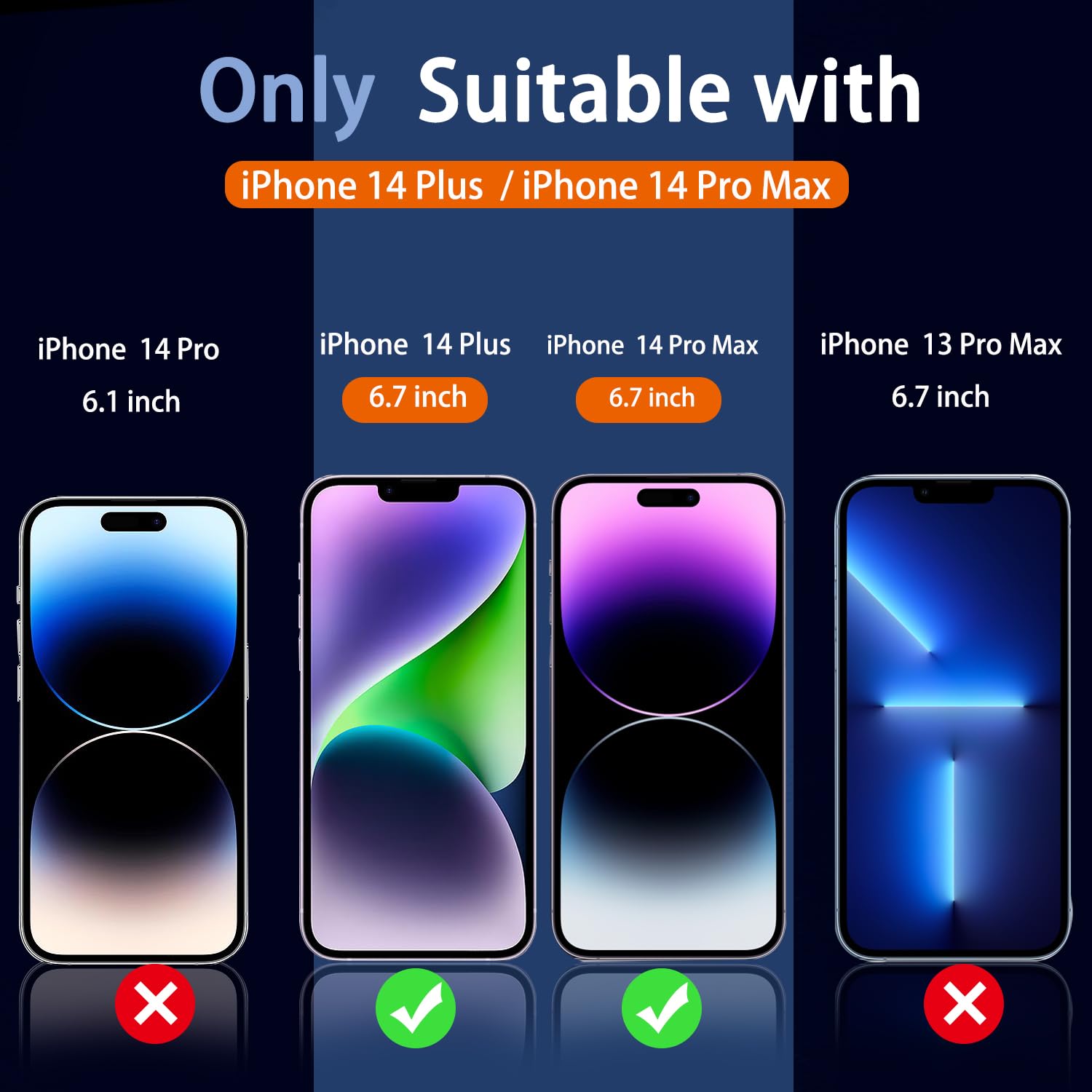 Ferilinso 3 Pack Screen Protector For Iphone 14 Plus Iphone 14 Pro Max With 2 Pack Tempered Glass Camera Lens Protector Phone Ca
