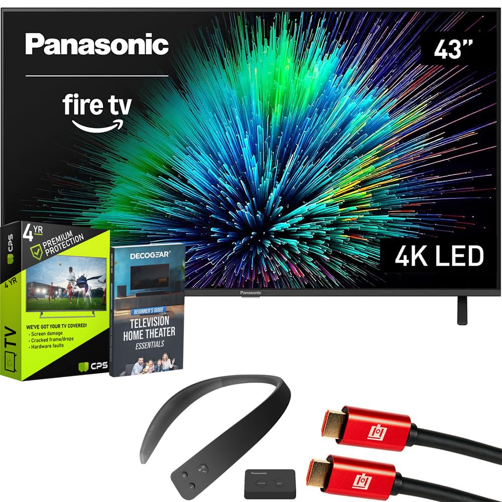 Panasonic TV-43W70BP W70 Series 43 inch LED 4K Ultra HD Smart Fire TV Bundle with WN10 Neck Speaker, 4 YR CPS Enhanced Protectio