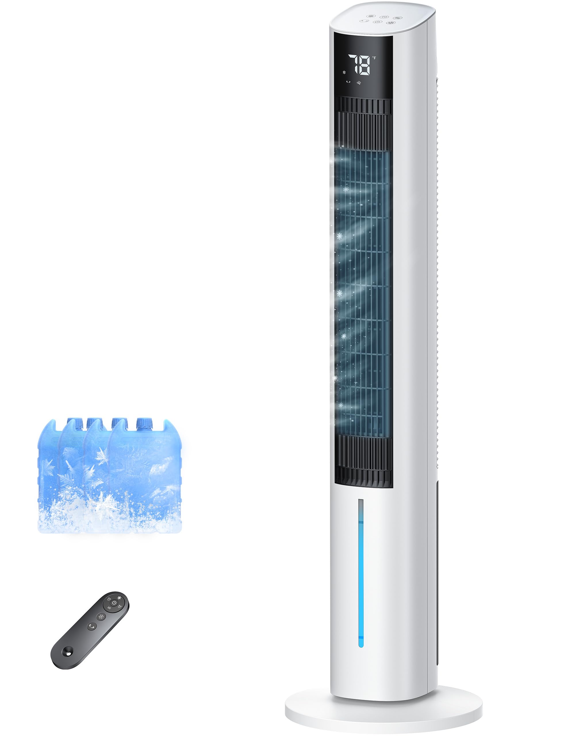 Windowless Evaporative Air Cooler w/1.06Gal Water Tank & 4 Ice Packs, 12H Timer, 60 Swing, No Hose No Window Needed, 3-IN-1 Quie