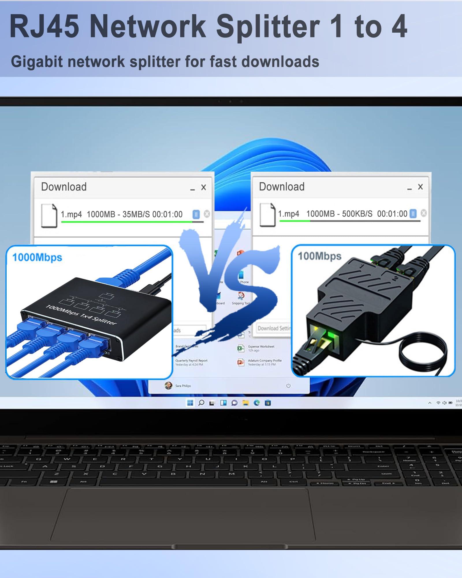 Liezhua Ethernet Splitter 1 To 4   Network Splitter With Usb Power Cable, Rj45 Internet Splitter Adapter 1000Mbps High Speed For