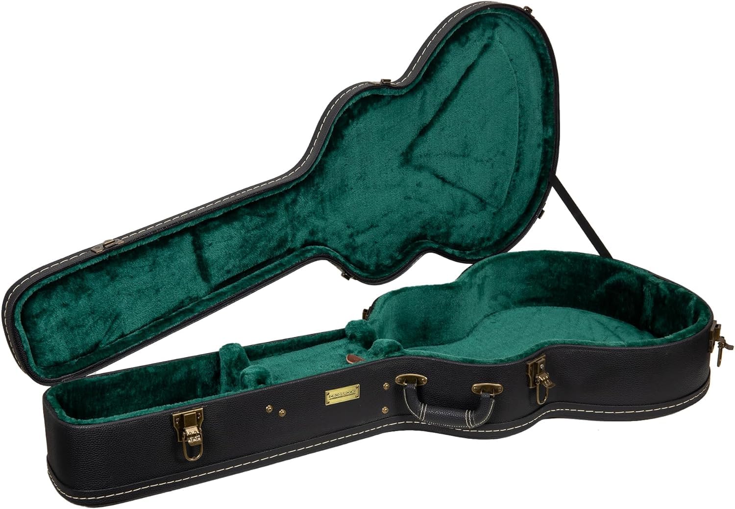 Crossrock Electric Guitar Case Fits 16 Lower Bout Hollow-Body Archtop Guitars-Vintage Hardware, Sponge Lining, Metal Feet, Stora