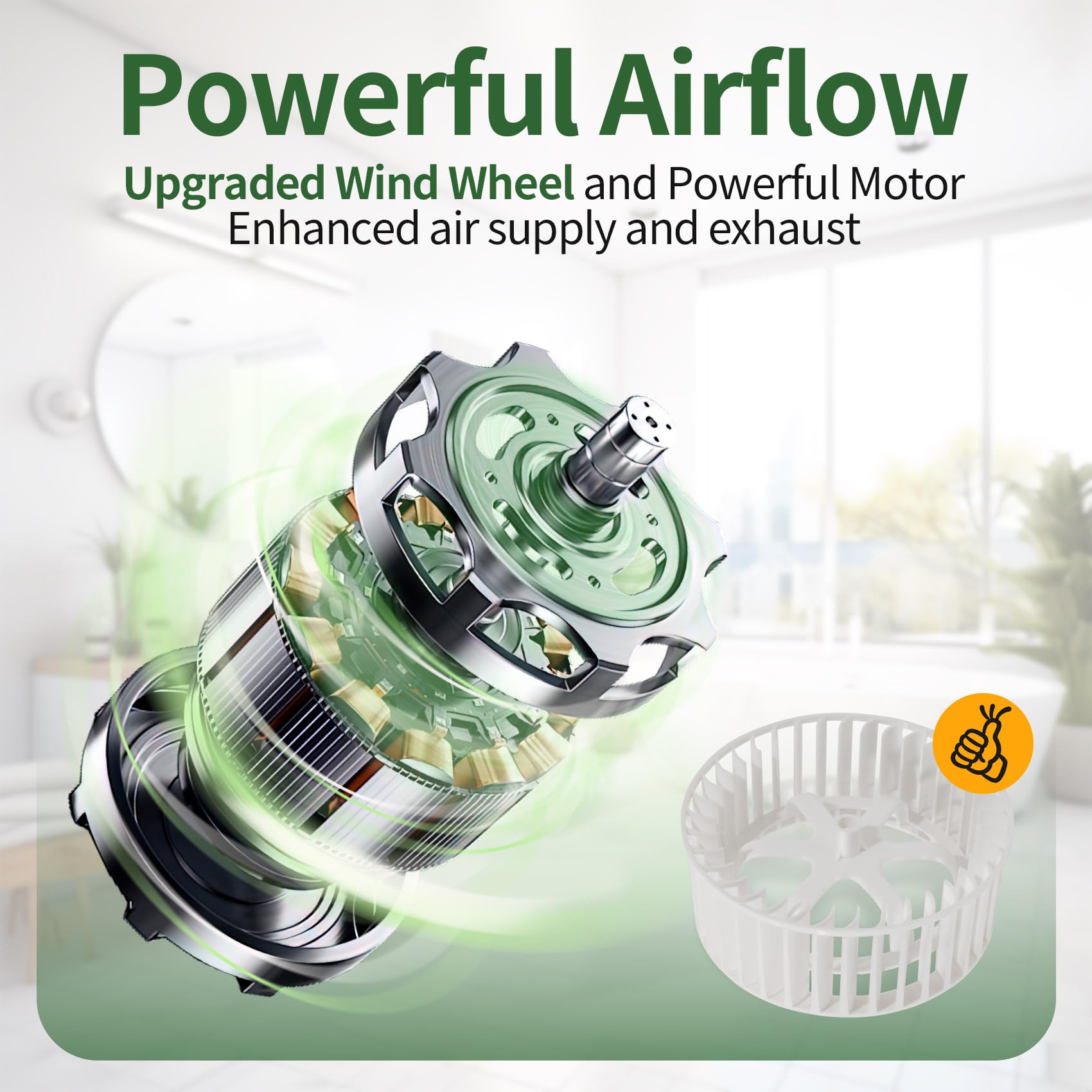 Tepu 9.8In Bathroom Exhaust Fan With Light, 129 Cfm Quiet Bathroom Exhaust Fan With 6500K 12W Led Light For Bathrooms, Toilets,