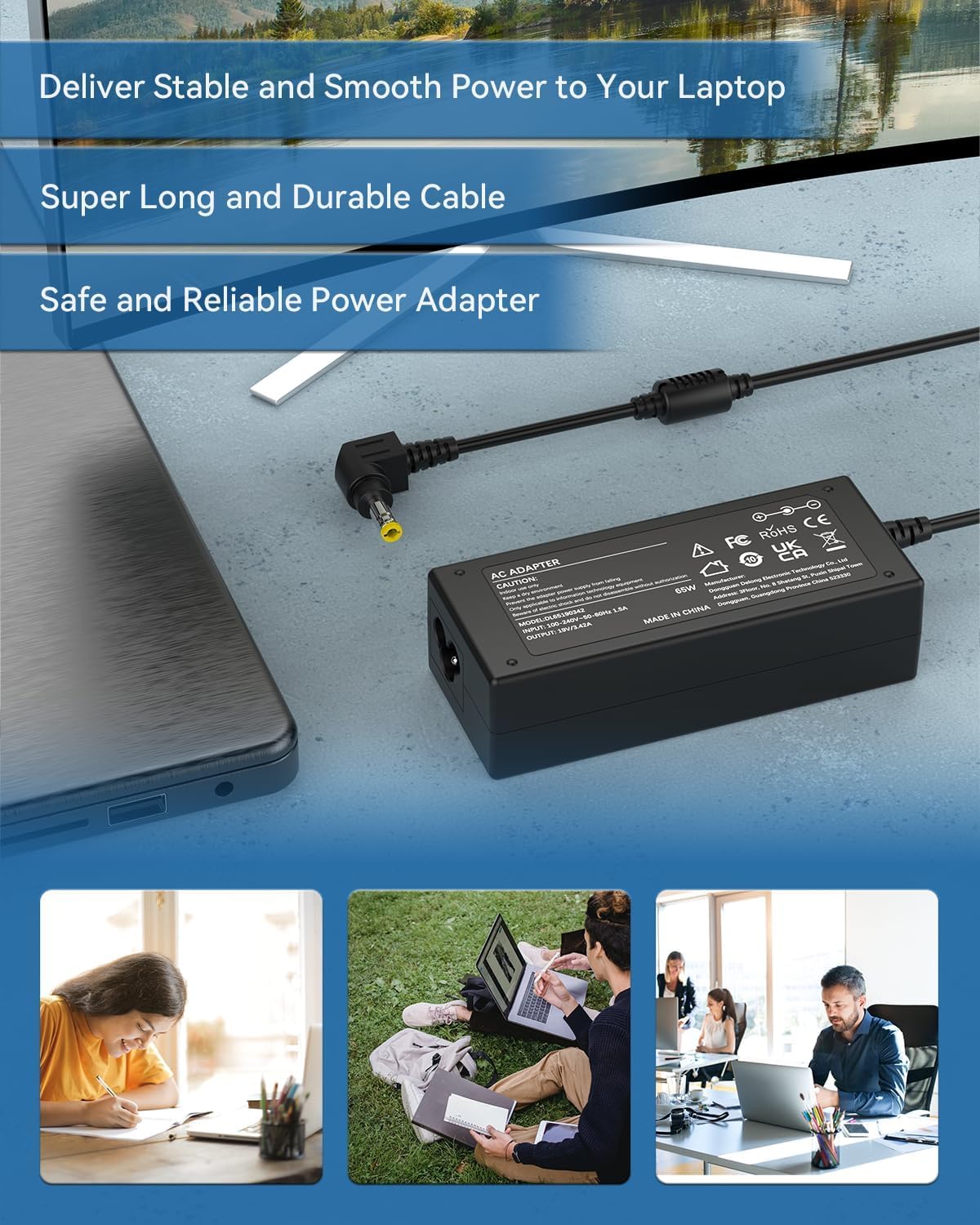 For Hp Monitor Power Cord 20' 21.5' 23' 23.8' 25' 27'; 22Cwa 25Vx 22Bw 23Bw 23Cw 24Ea 24Es 25Bw 25Es 25Xw 27Bw 27Xi 27Er Hp Monitor Power Supply Ips Led Backlit Full Hd Display