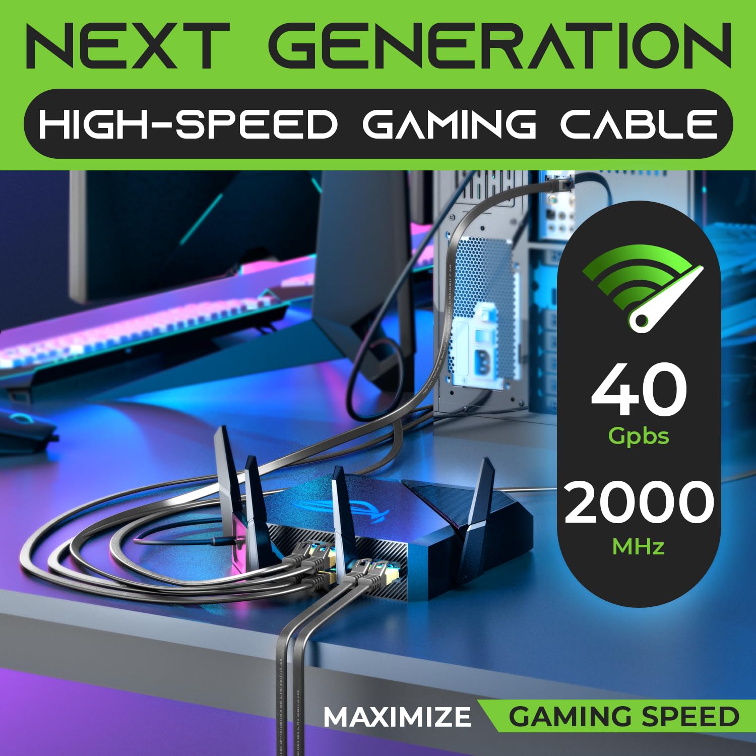 Gearit Cat 8 Outdoor Flat Ethernet Cable (6Ft, Black) Direct Burial Rated Lldpe Jacket   Indoor Cat8 Shielded Ftp 2000Mhz 40Gbps