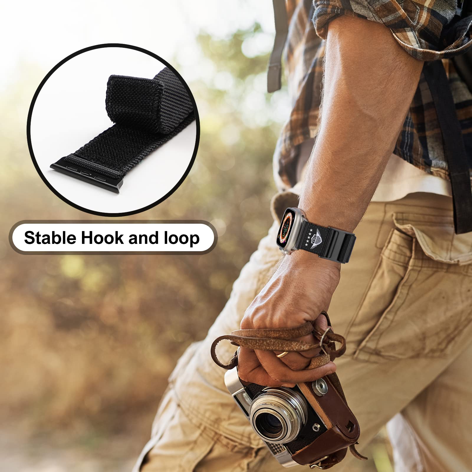 Rugged Nylon Band Compatible With Apple Watch Band 49Mm 45Mm 44Mm 42Mm,Soft Sport Loop Adjustable Wristbands Replacement Strap F