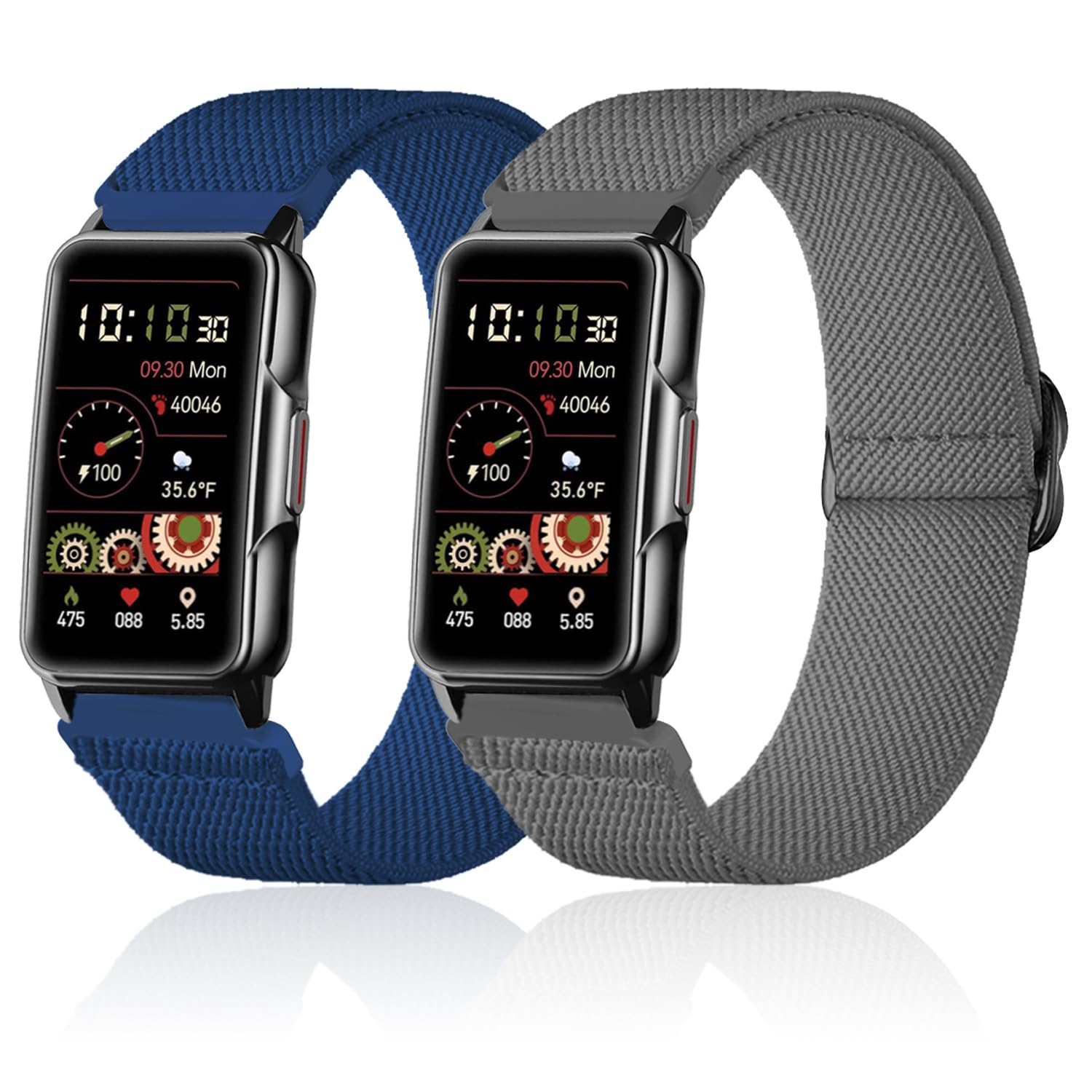 Lzwldan 2 Pack Stretchy Nylon Watch Bands Compatible With Mindrose H80 1.47 Inch Smart Watch,Loop Soft Elastic Watch Straps For 